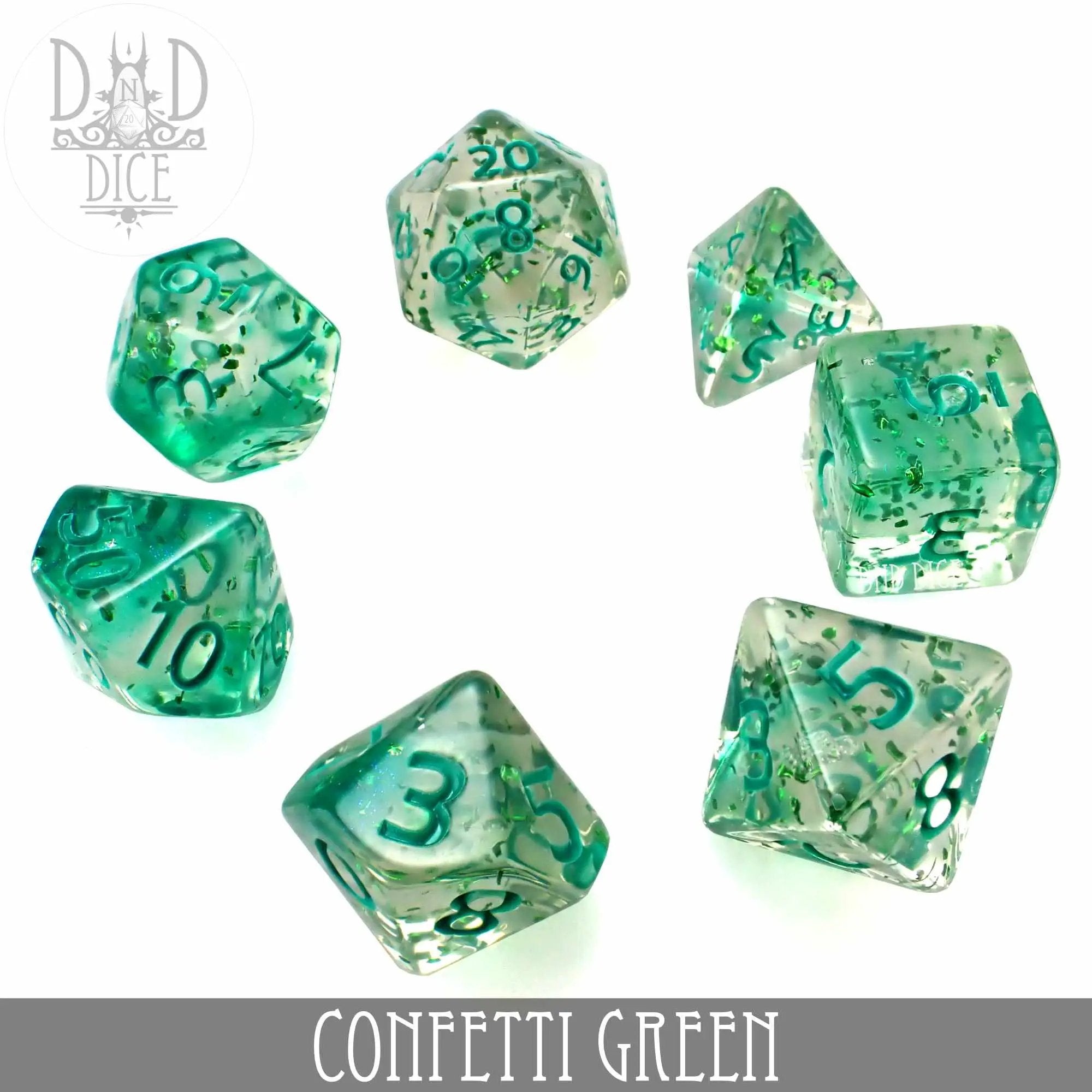 Confetti Green Dice Set by DNDDICE.COM