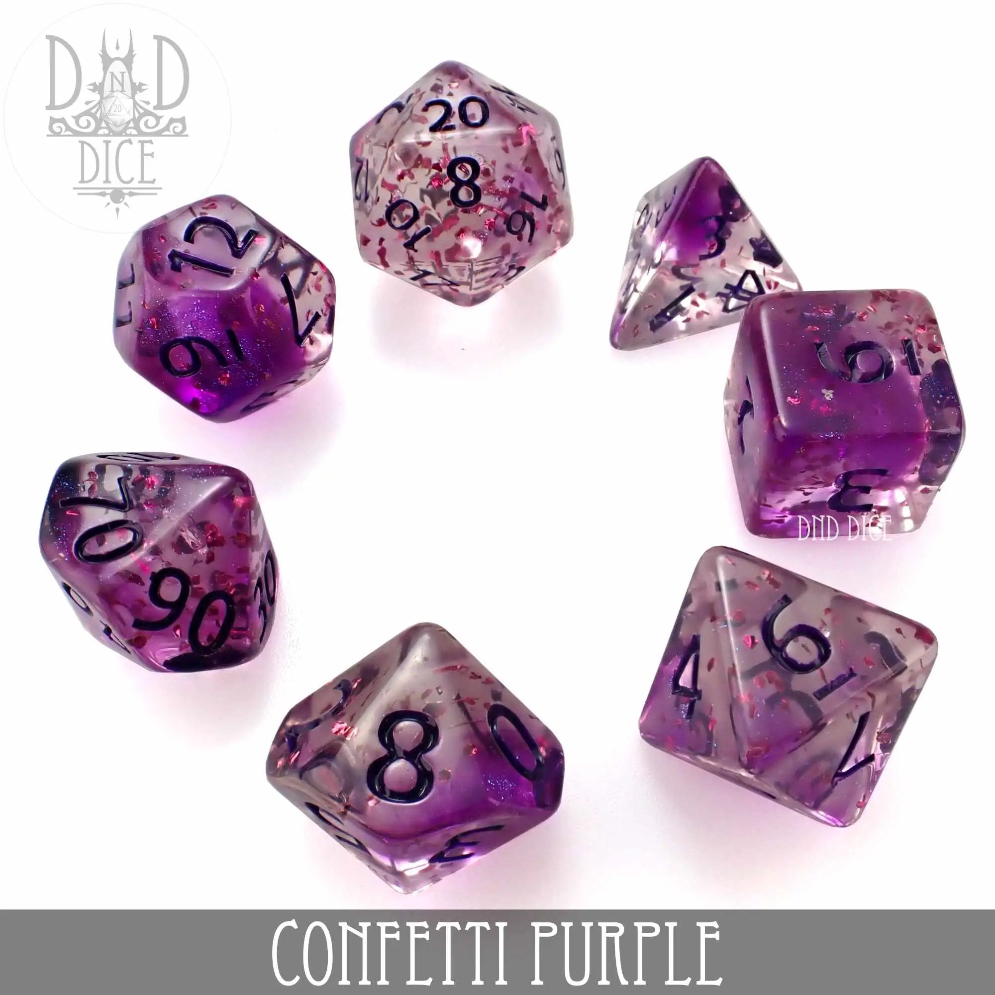 Confetti Purple Dice Set by DNDDICE.COM