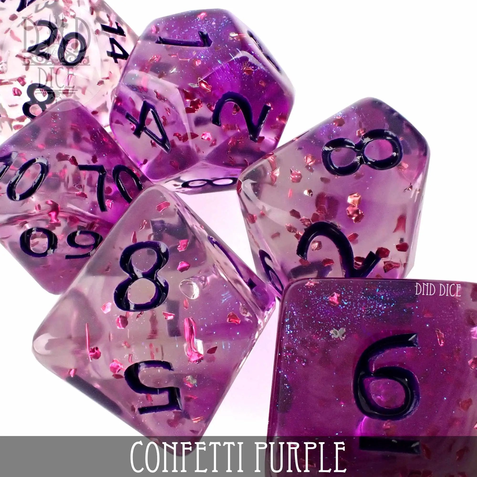 Confetti Purple Dice Set by DNDDICE.COM