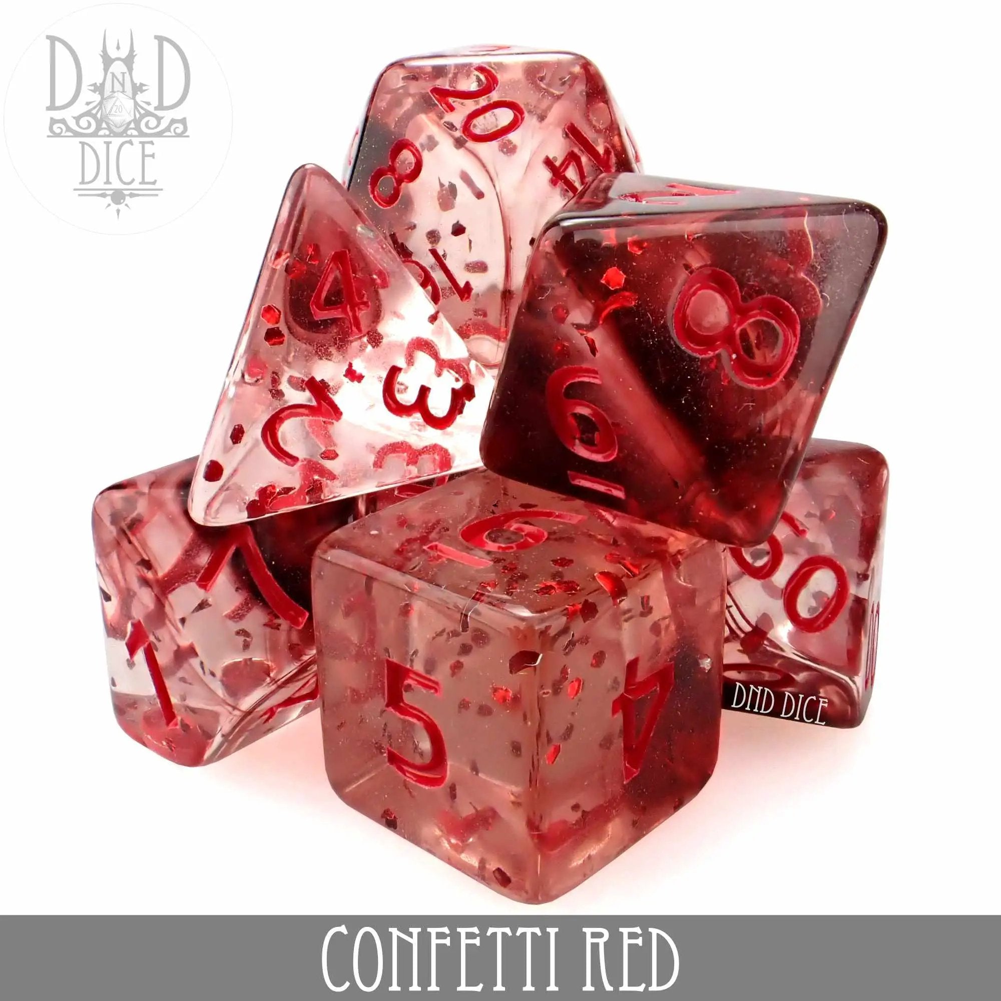 Confetti Red Dice Set by DNDDICE.COM