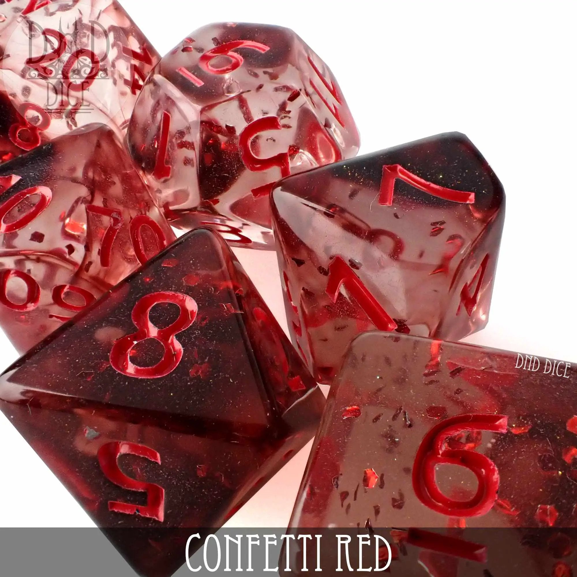 Confetti Red Dice Set by DNDDICE.COM