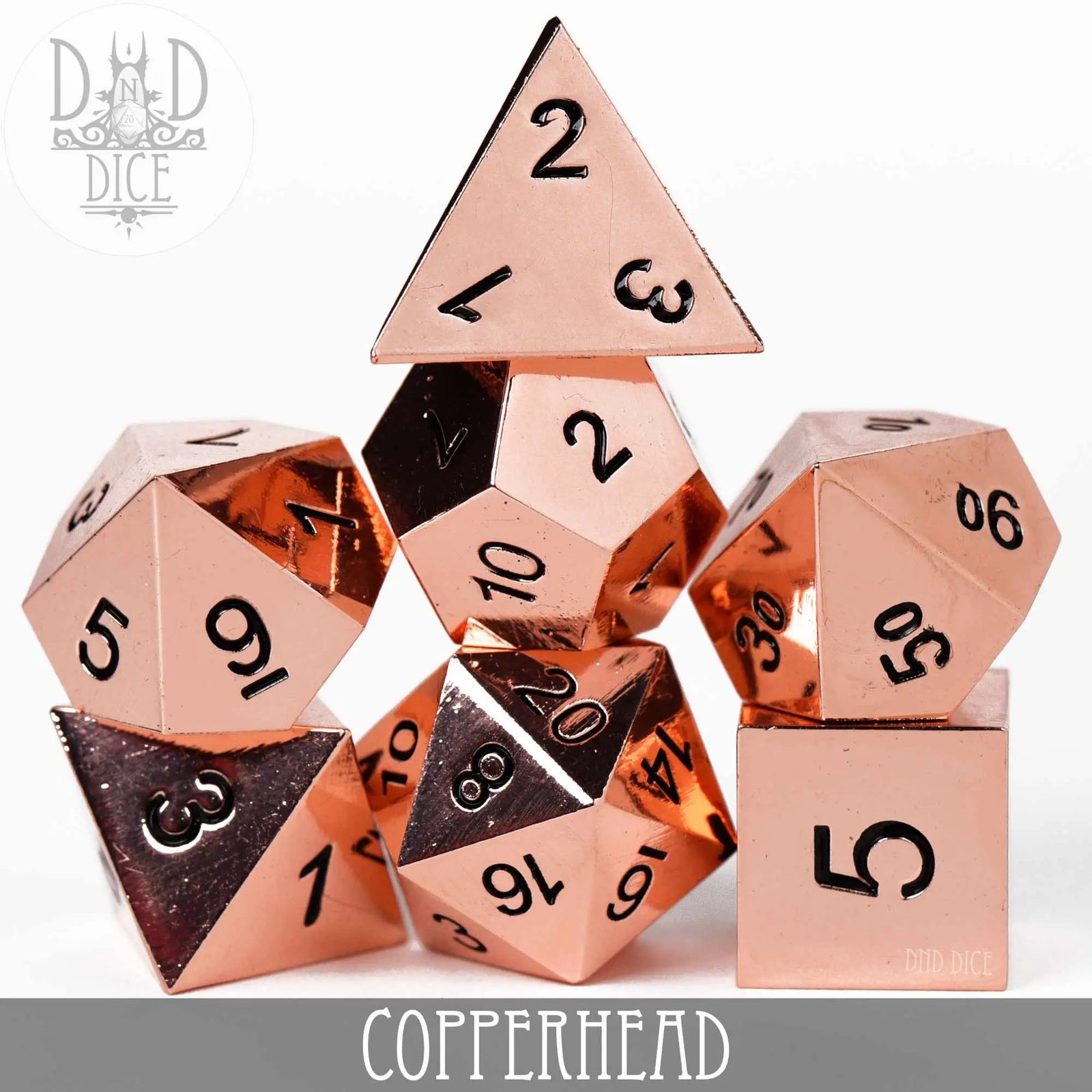 Copperhead Metal Dice Set by DNDDICE.COM