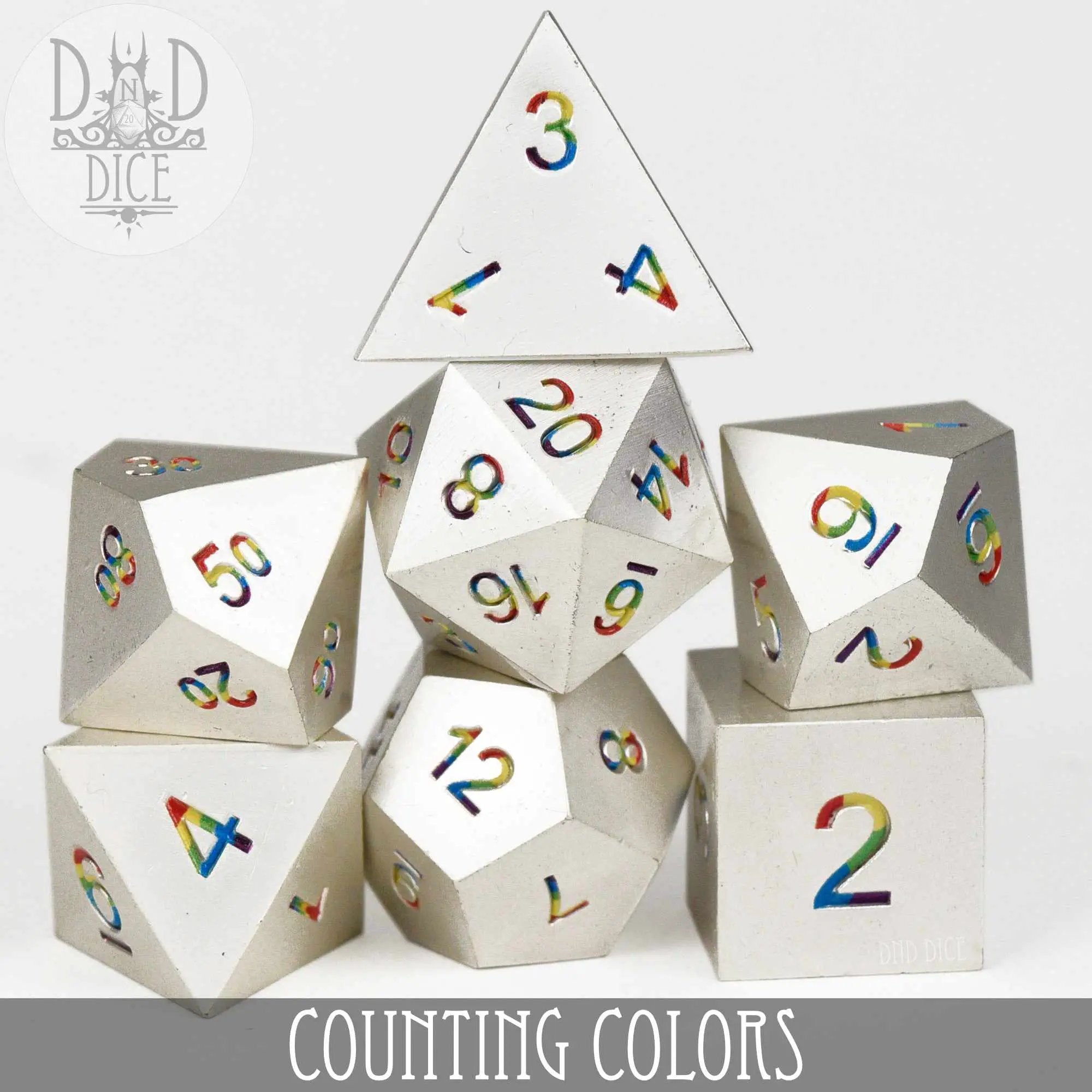 Counting Colors Metal Dice Set by DNDDICE.COM