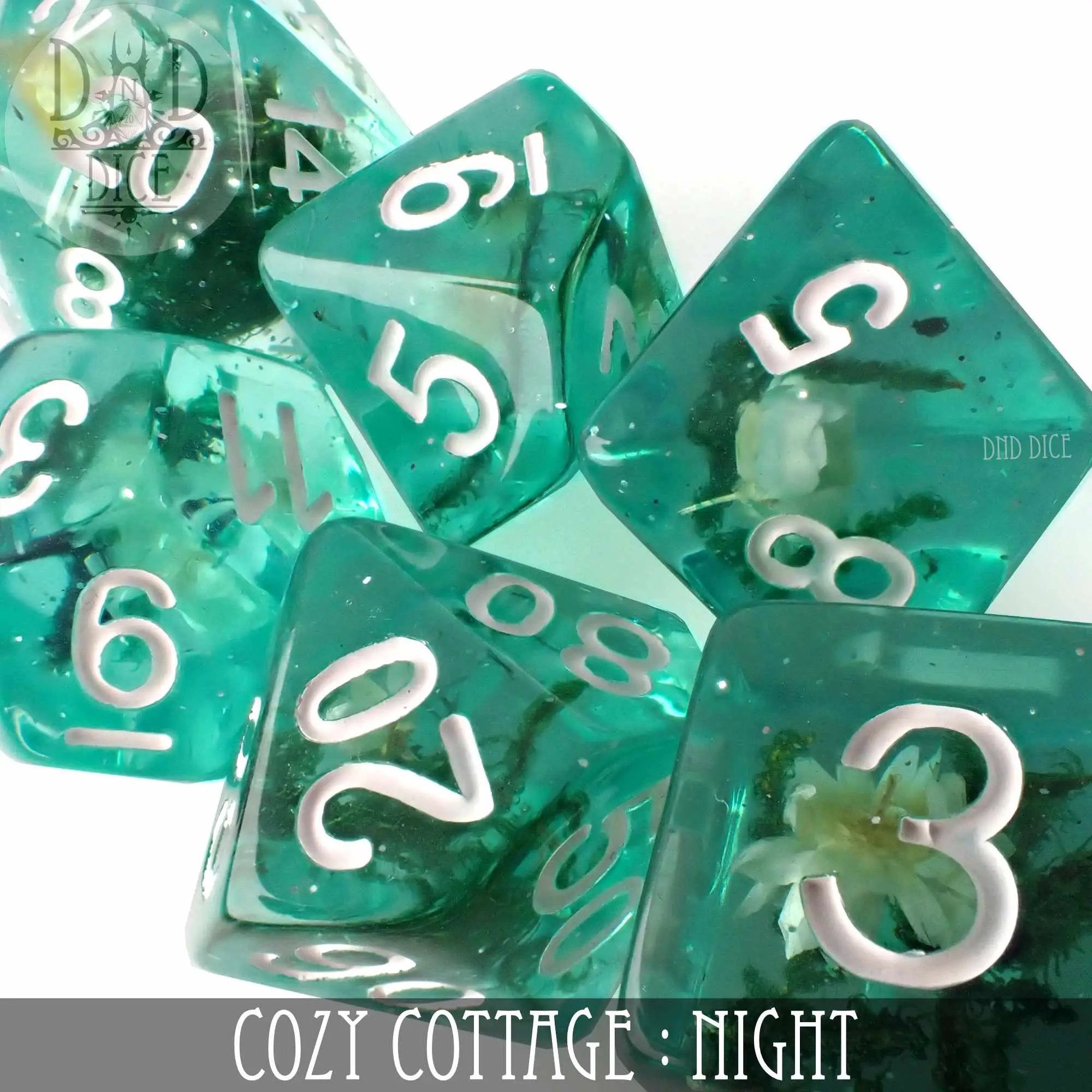 Cozy Cottage Night Dice Set by DNDDICE.COM