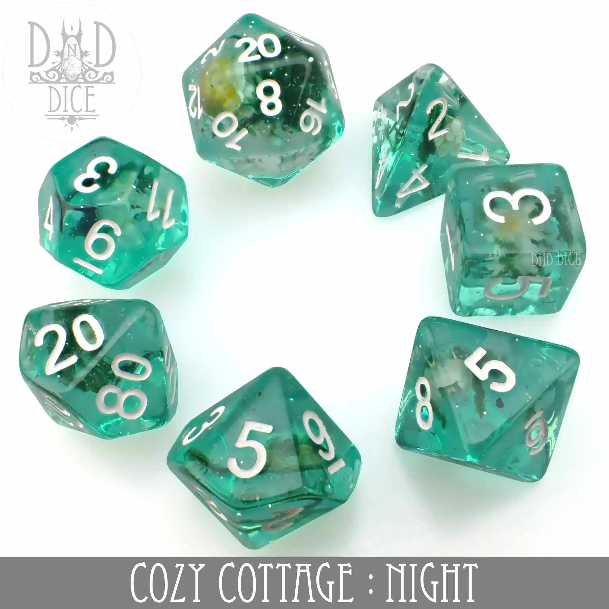 Cozy Cottage Night Dice Set by DNDDICE.COM