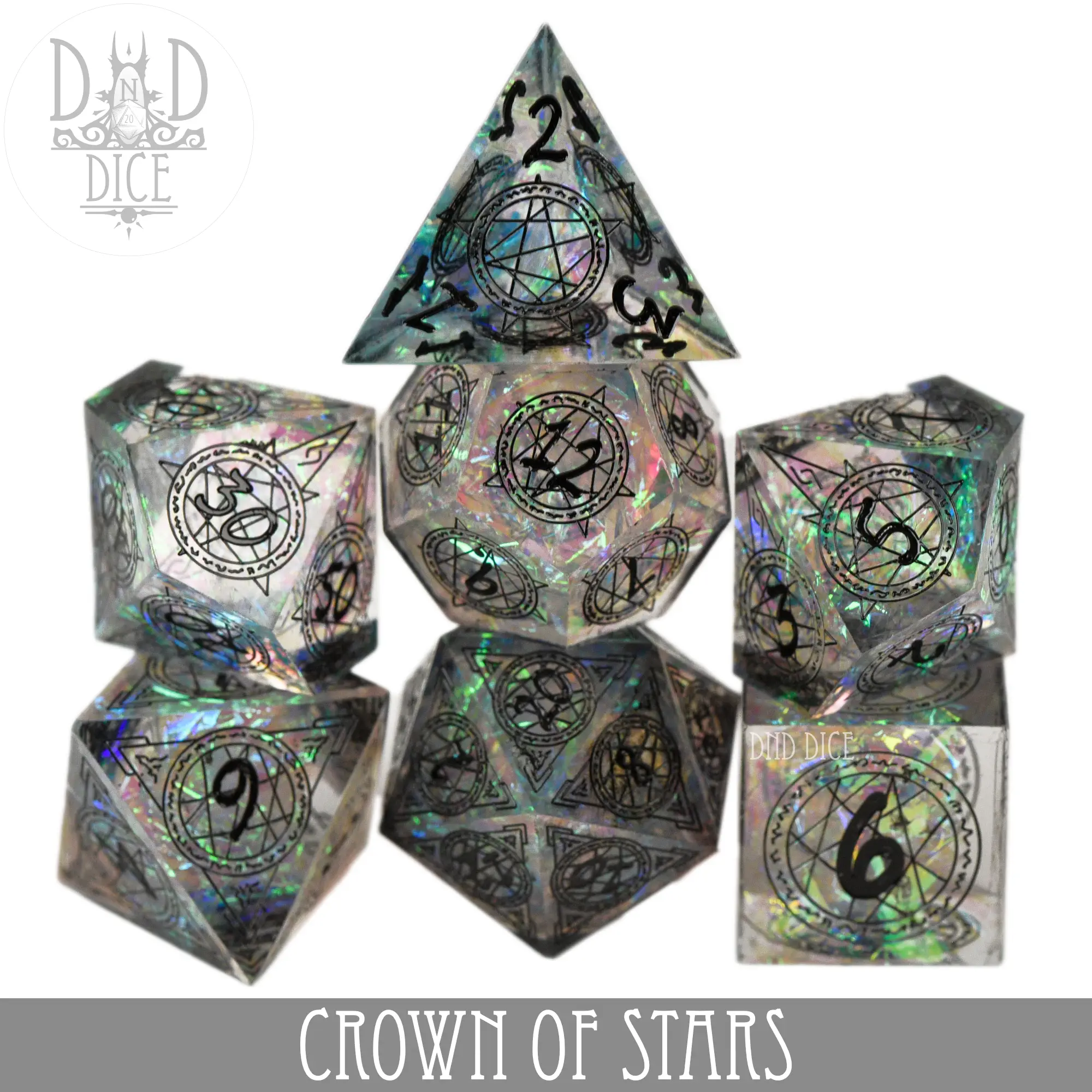 Crown of Stars Handmade Dice Set by DNDDICE.COM