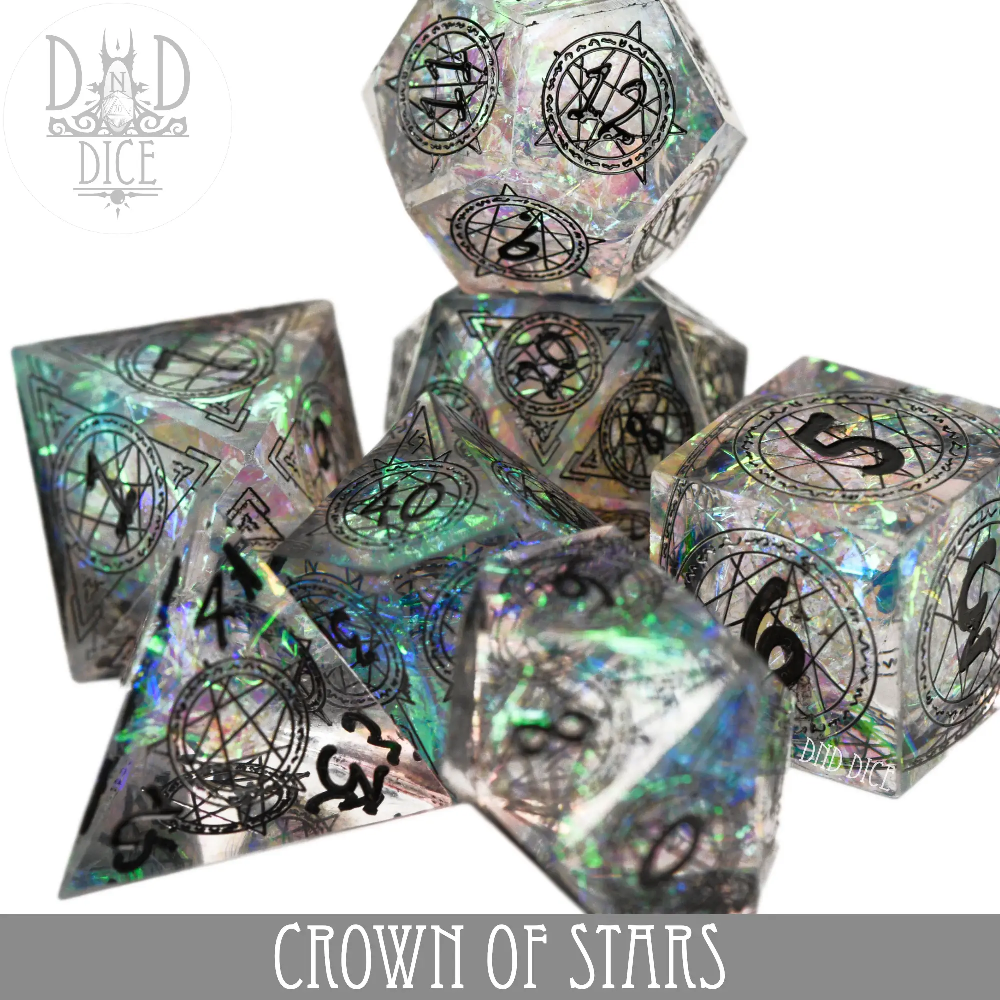 Crown of Stars Handmade Dice Set by DNDDICE.COM