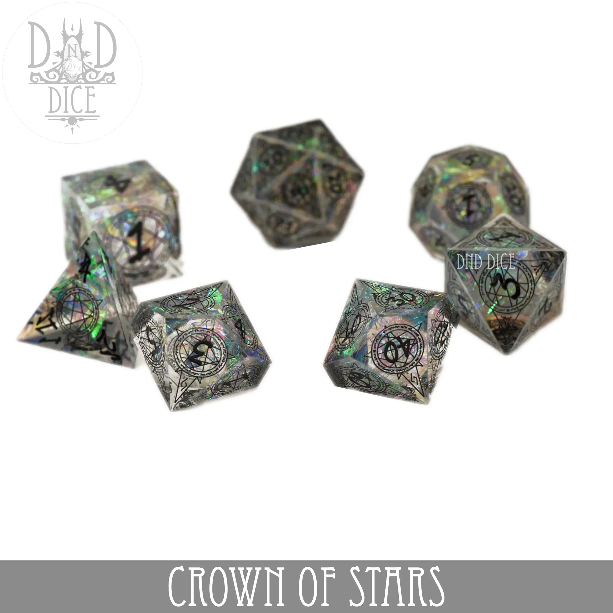 Crown of Stars Handmade Dice Set by DNDDICE.COM