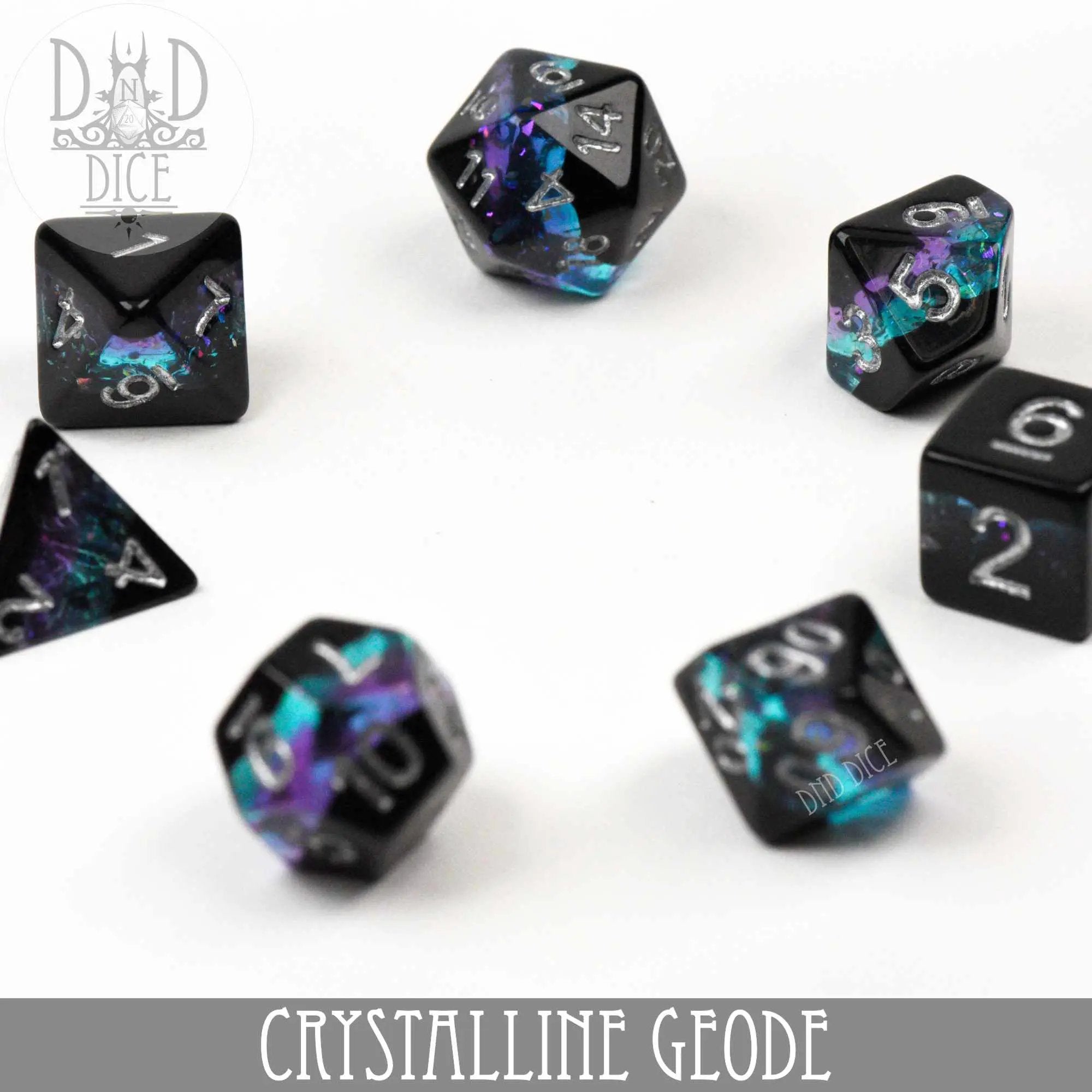 Crystalline Geode Dice Set by DNDDICE.COM