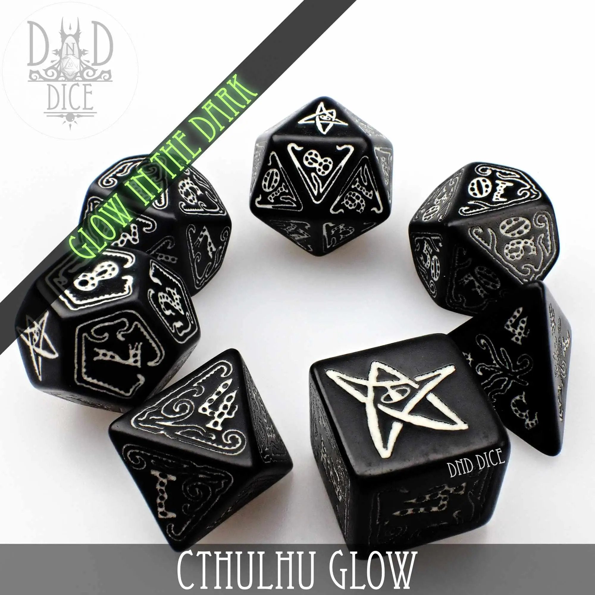 Call of Cthulhu Glow in the Dark Dice Set by DNDDICE.COM