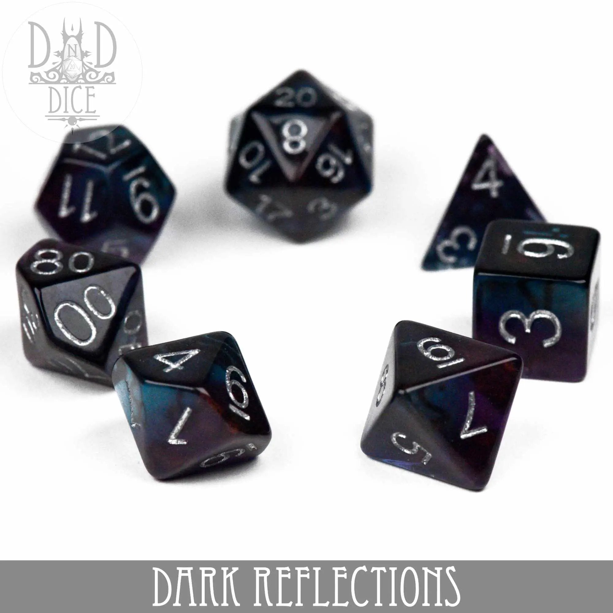 Dark Reflections Dice Set by DNDDICE.COM