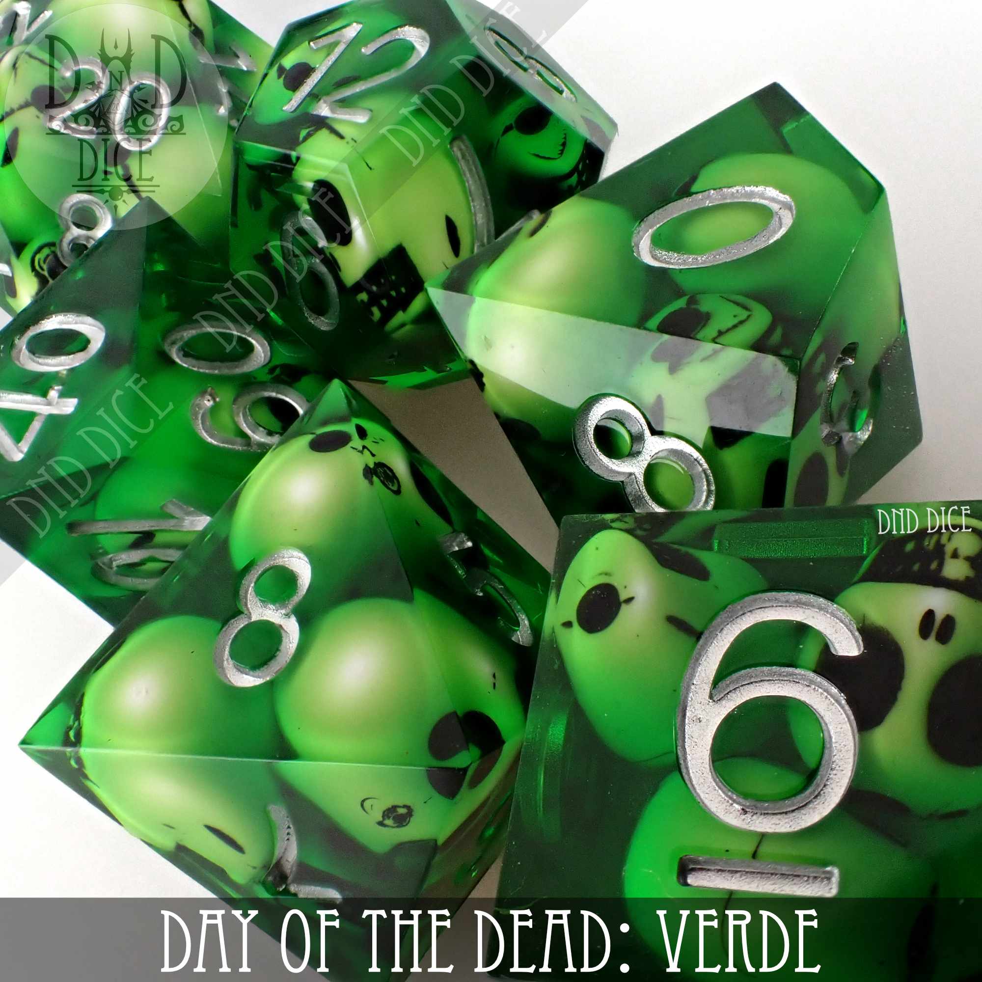 Day of the Dead - Verde Handmade Dice Set by DNDDICE.COM