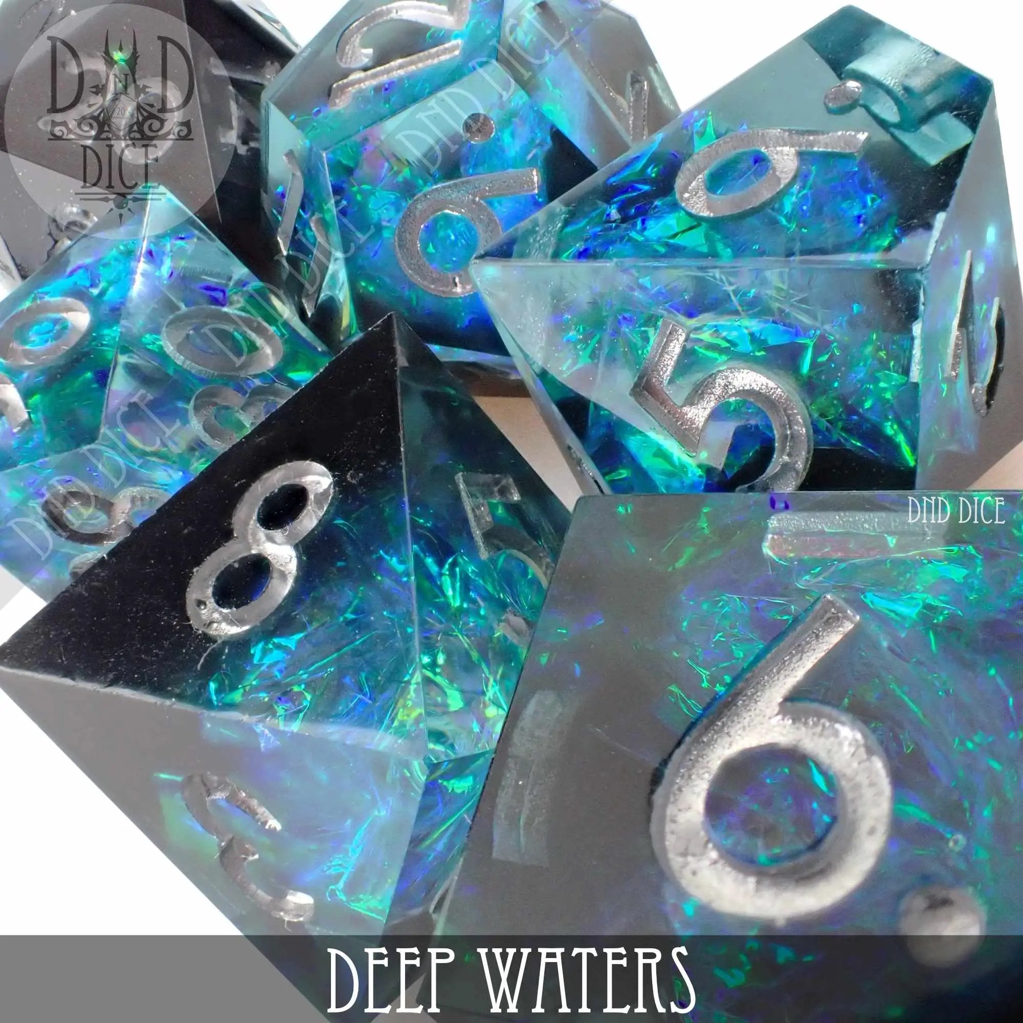 Deep Waters Handmade Dice Set by DNDDICE.COM