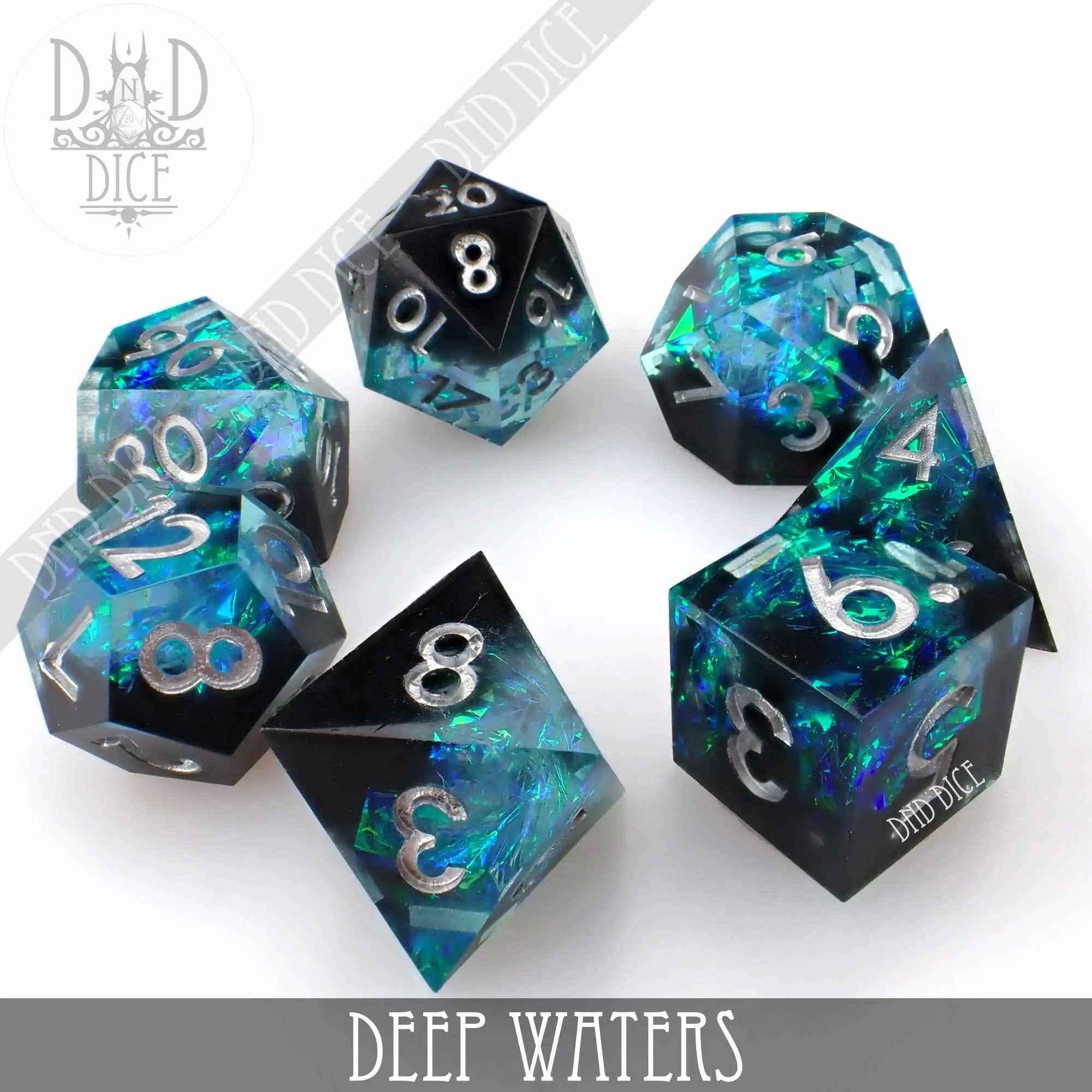 Deep Waters Handmade Dice Set by DNDDICE.COM