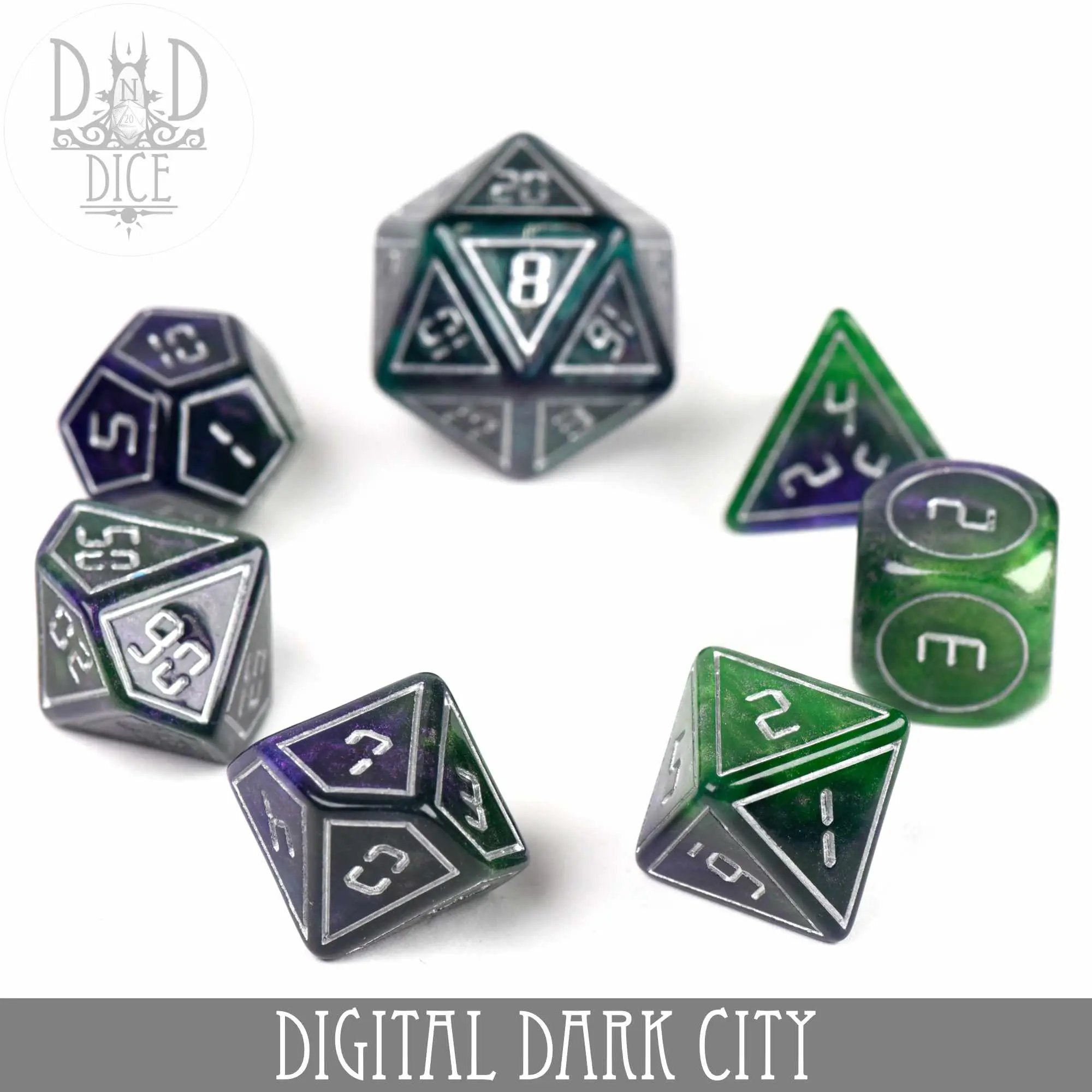Digital Dark City Dice Set by DNDDICE.COM