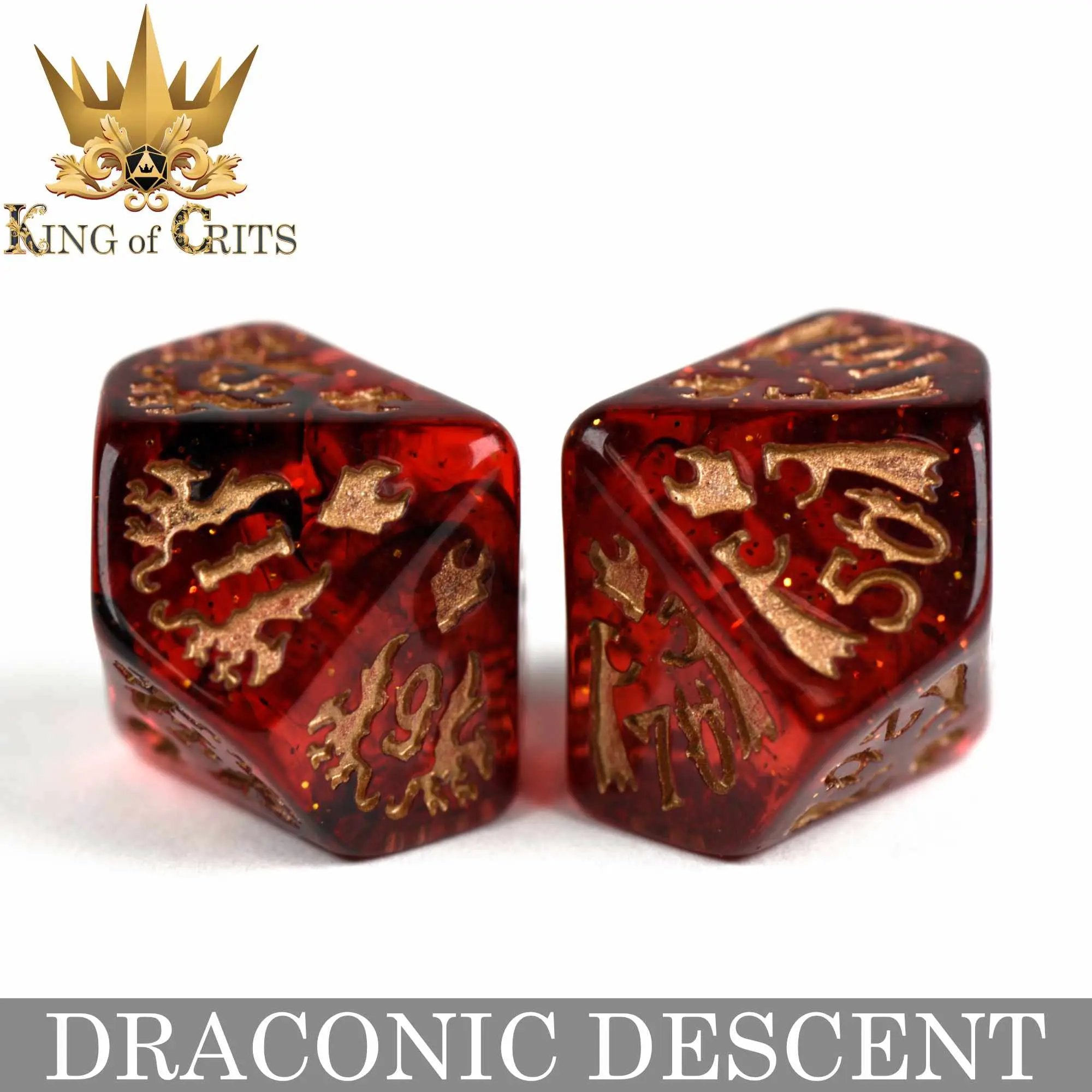 Draconic Descent 11 Dice Set by DNDDICE.COM
