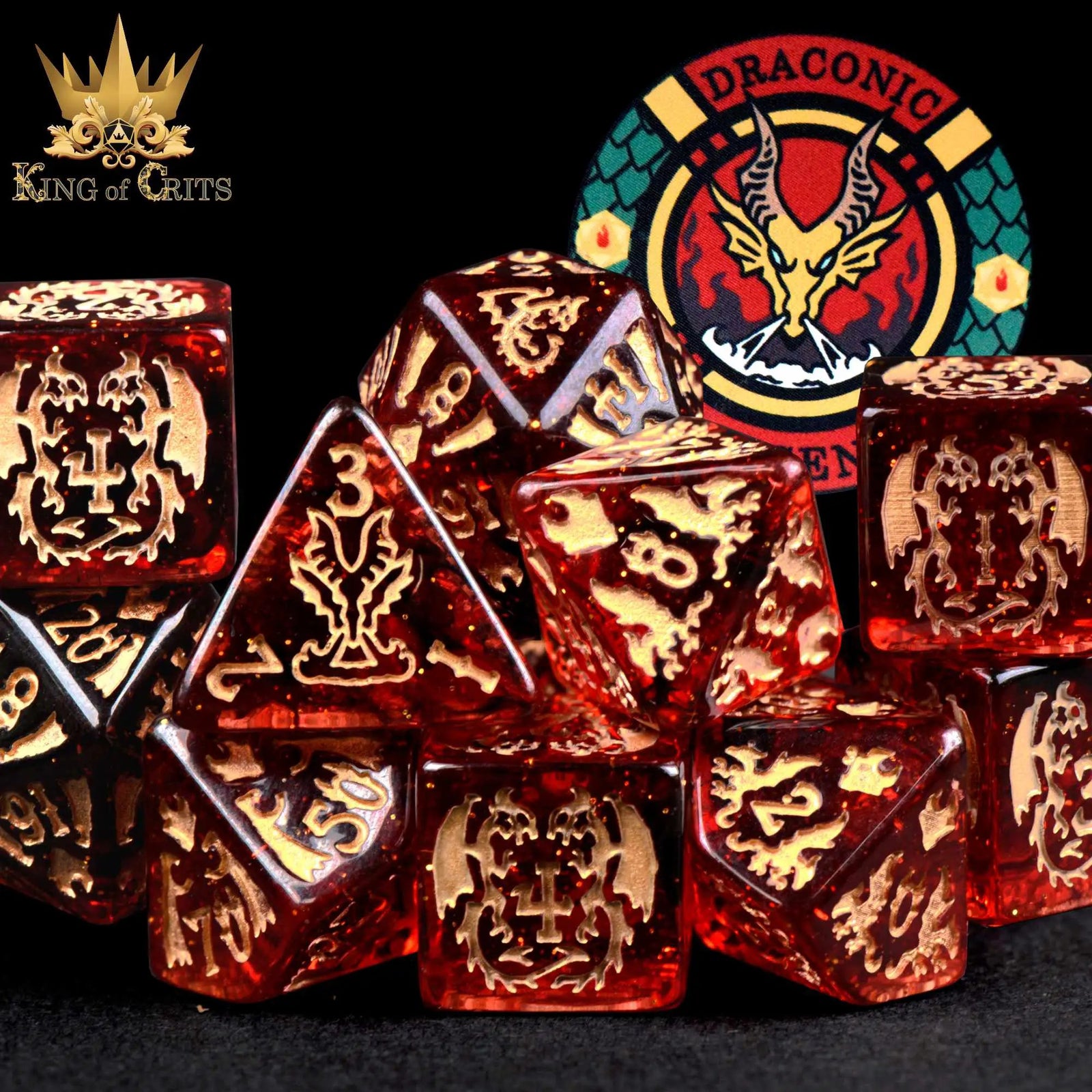 Draconic Descent 11 Dice Set by DNDDICE.COM