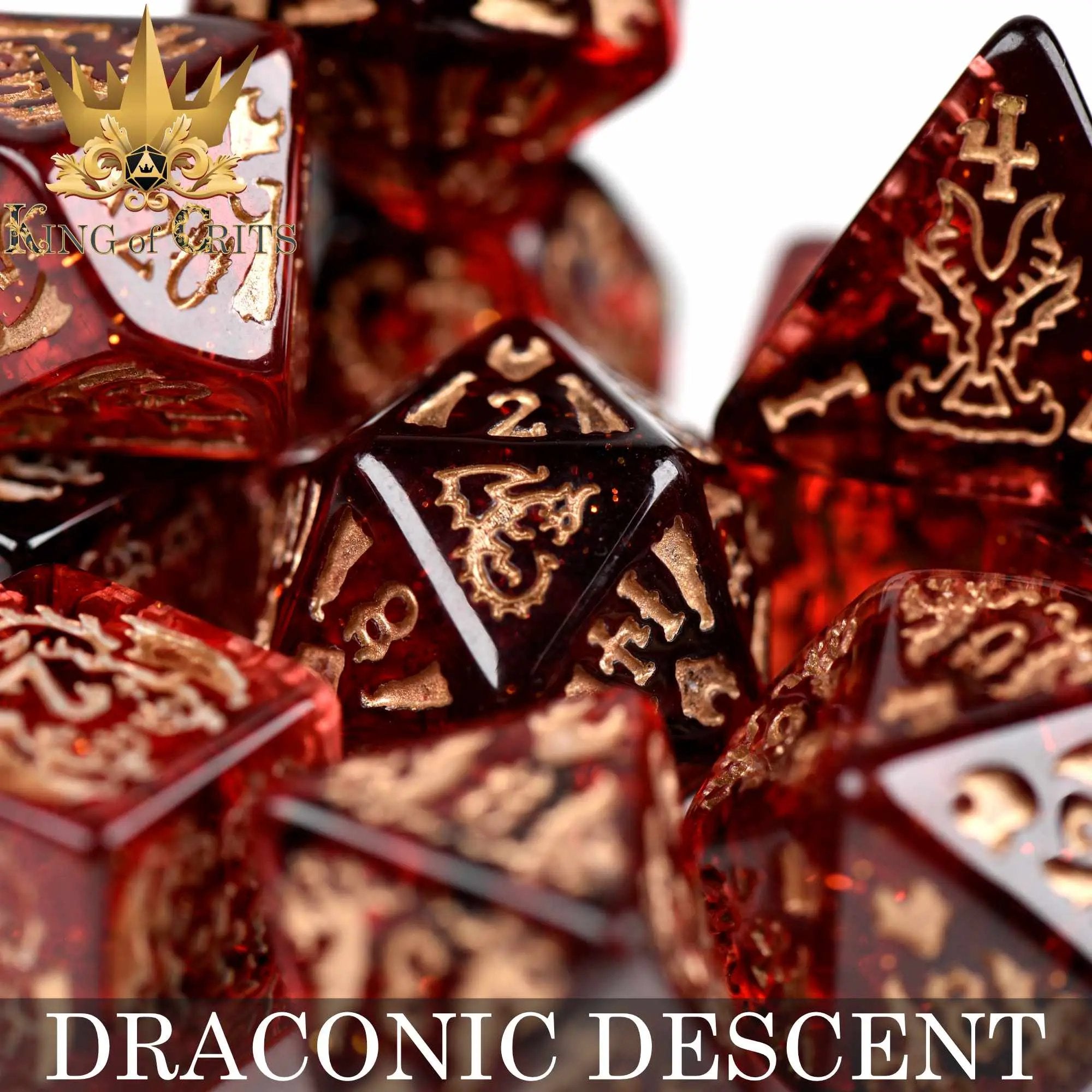 Draconic Descent 11 Dice Set by DNDDICE.COM