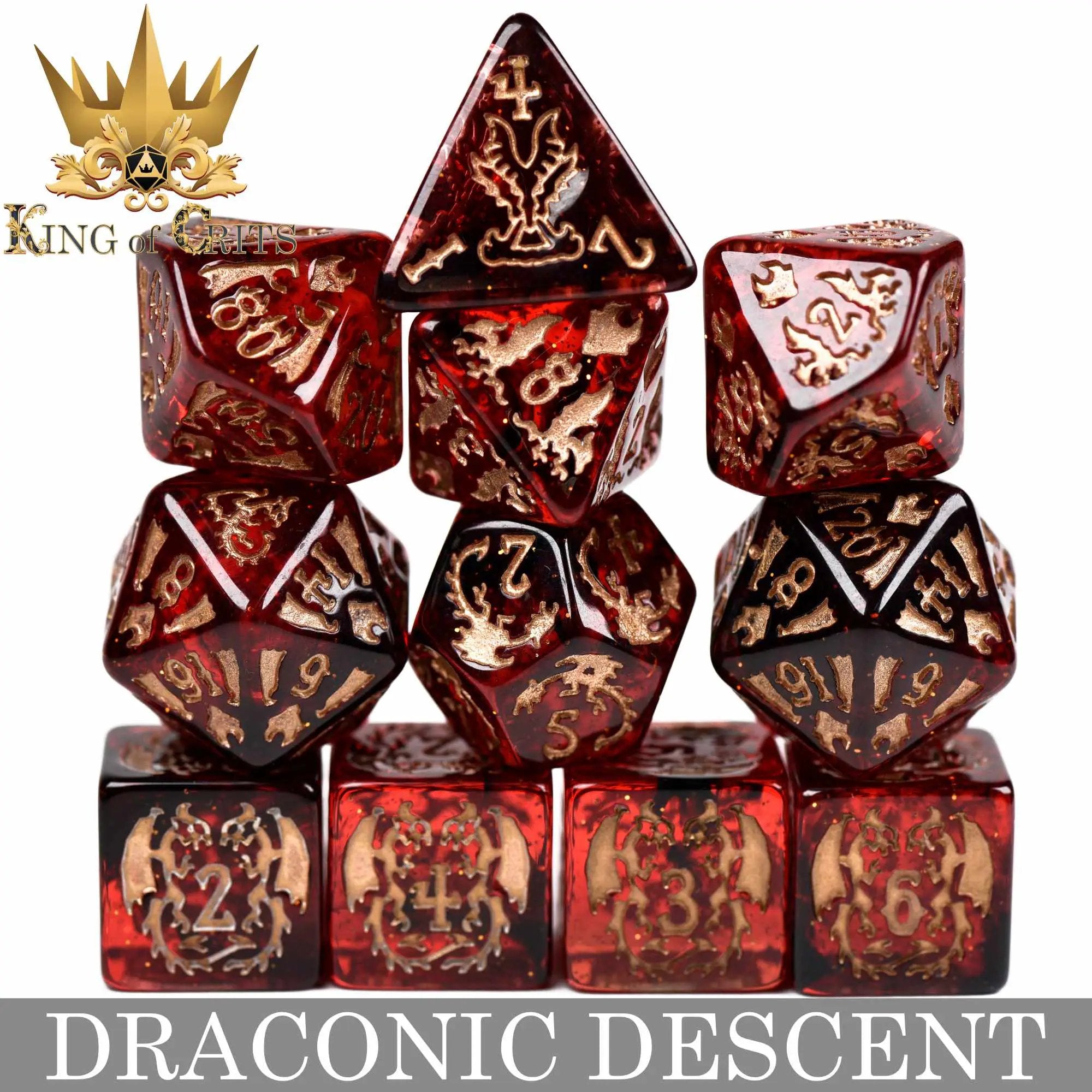 Draconic Descent 11 Dice Set by DNDDICE.COM