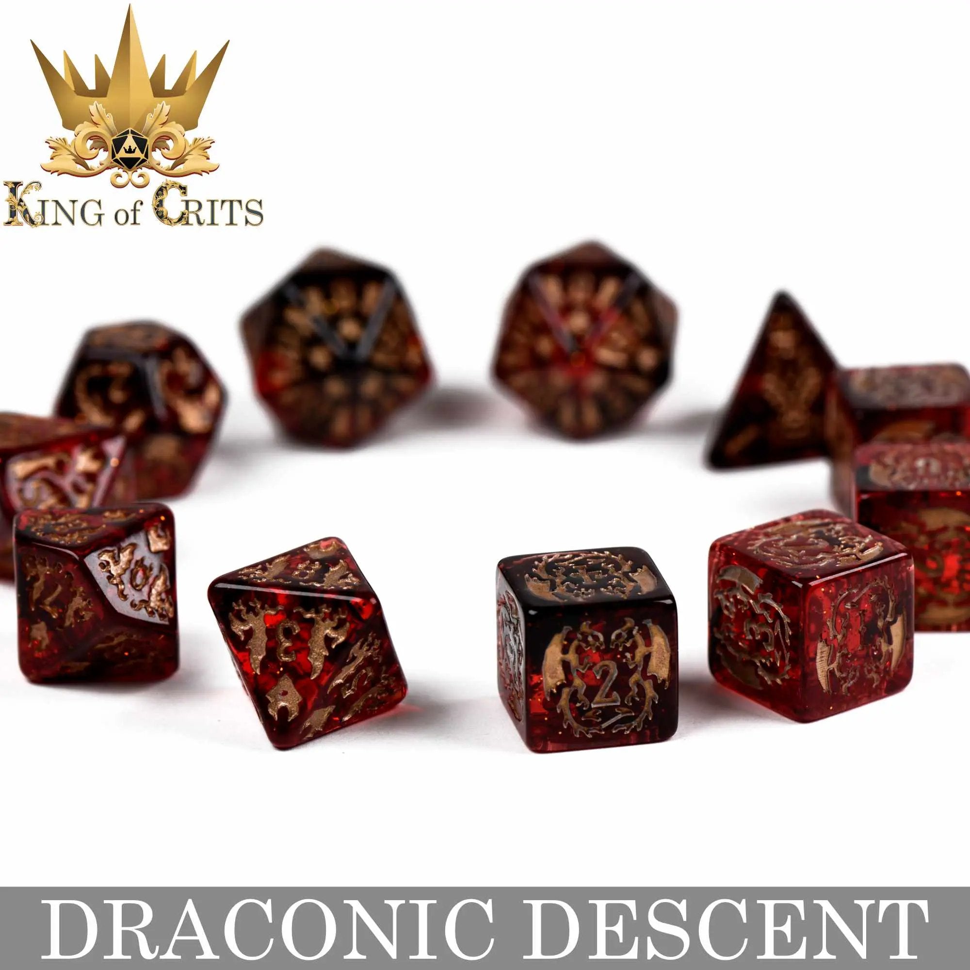 Draconic Descent 11 Dice Set by DNDDICE.COM