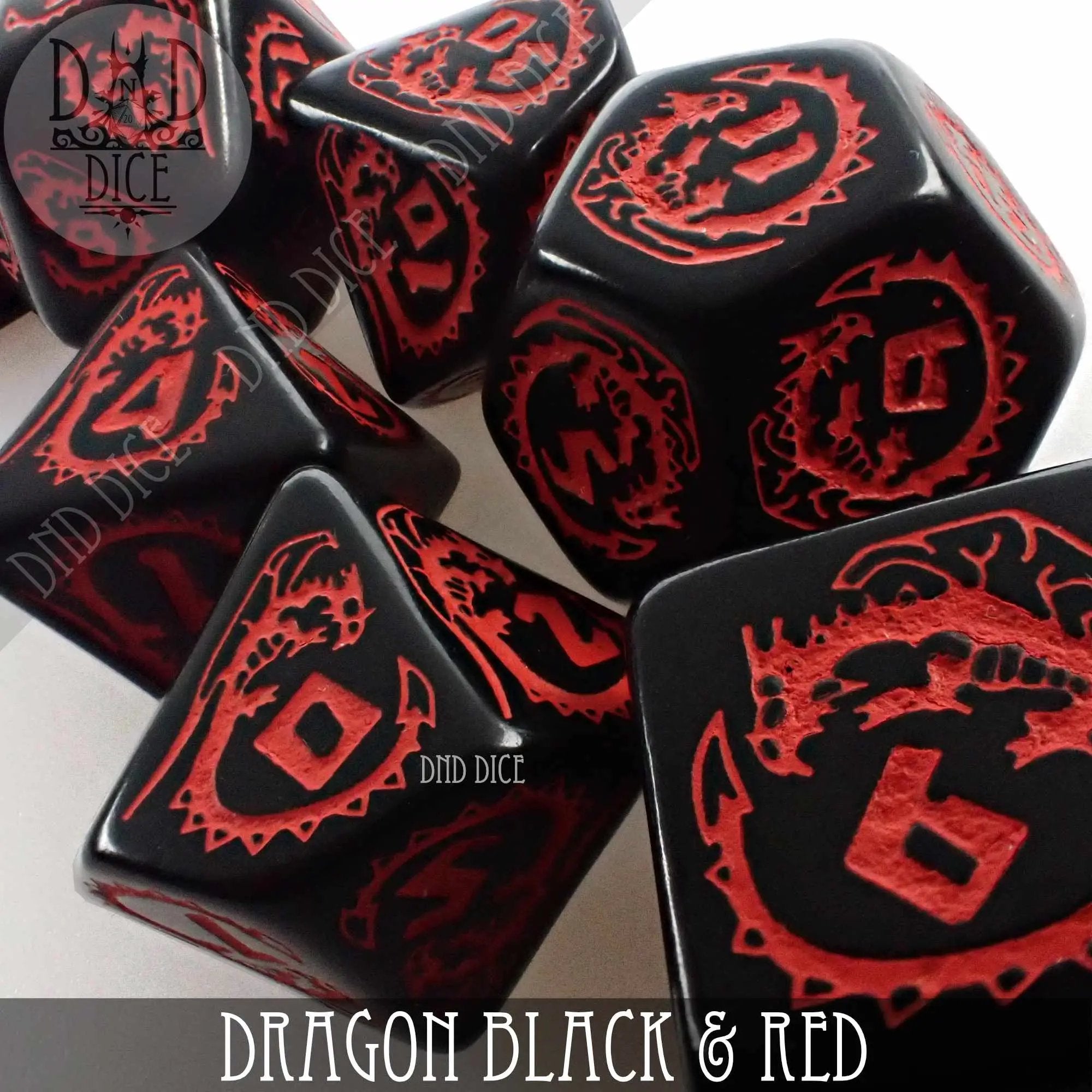 Dragon Onyx (Black & Red) Dice Set by DNDDICE.COM
