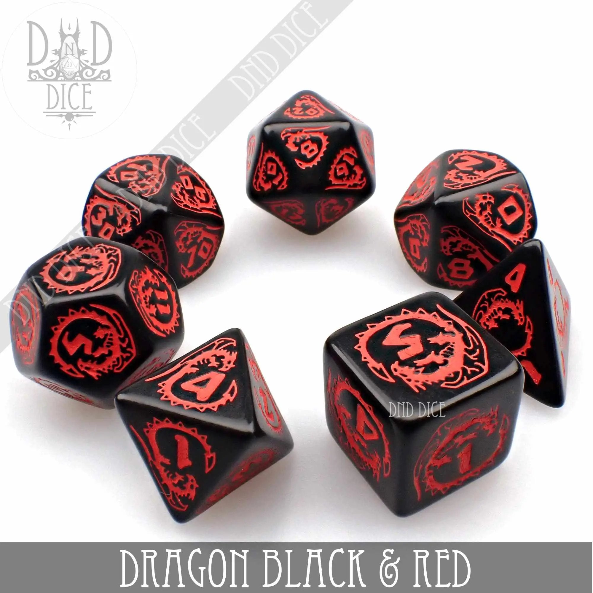 Dragon Onyx (Black & Red) Dice Set by DNDDICE.COM