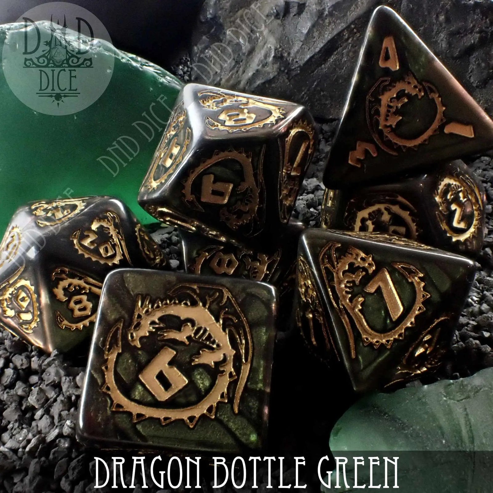 Dragon Nephrite (Bottle Green) Dice Set by DNDDICE.COM