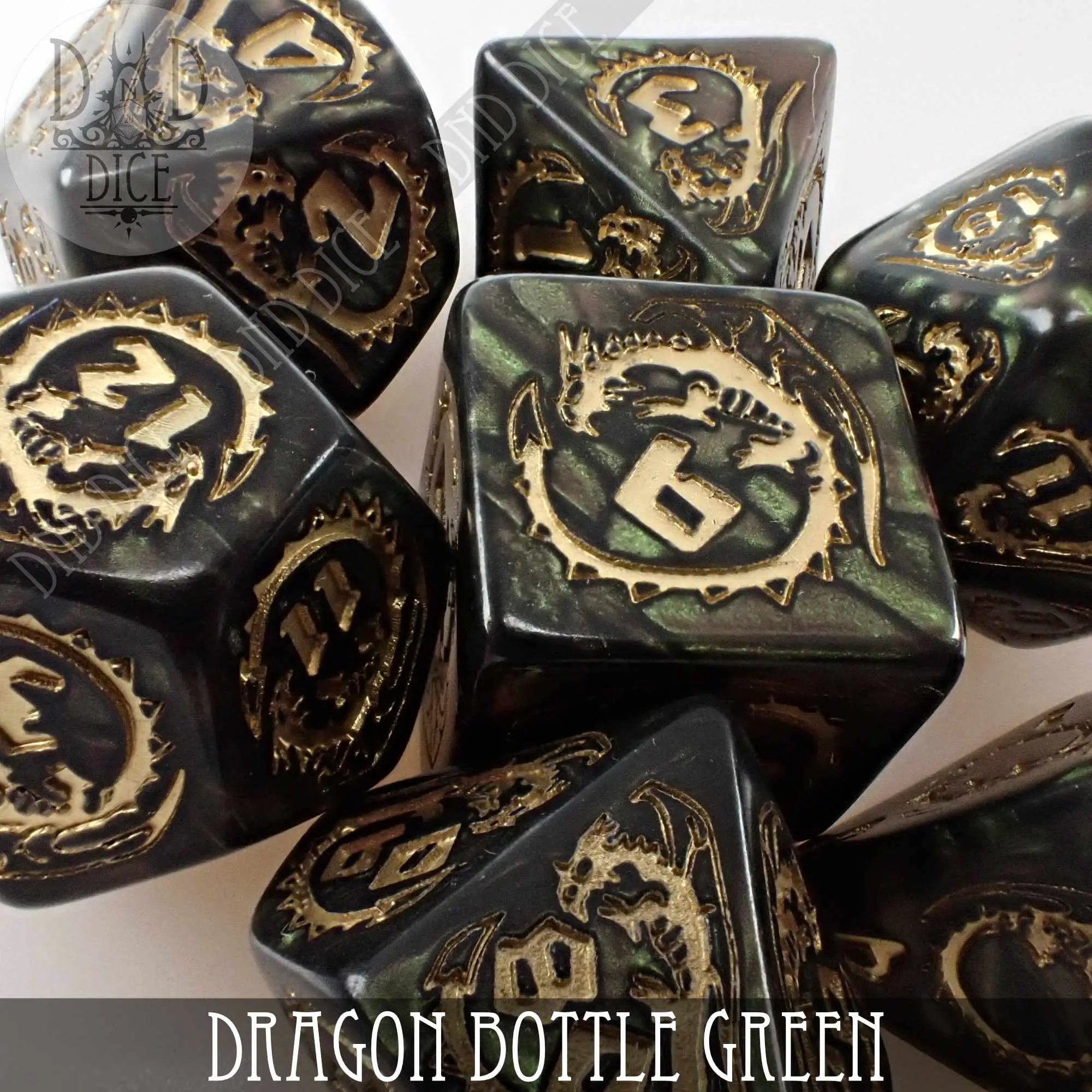 Dragon Nephrite (Bottle Green) Dice Set by DNDDICE.COM