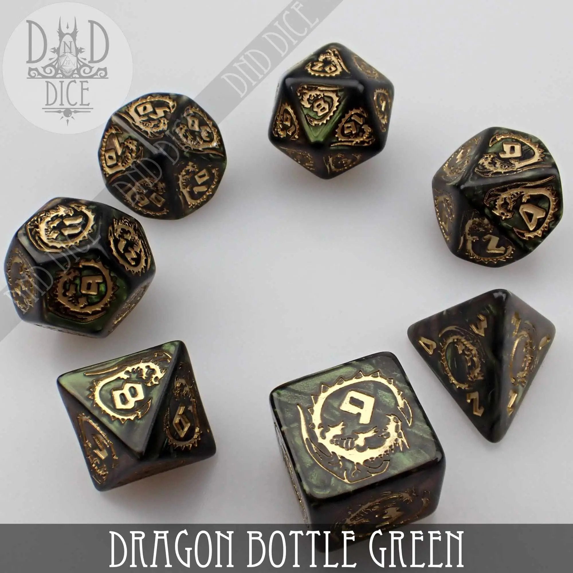 Dragon Nephrite (Bottle Green) Dice Set by DNDDICE.COM