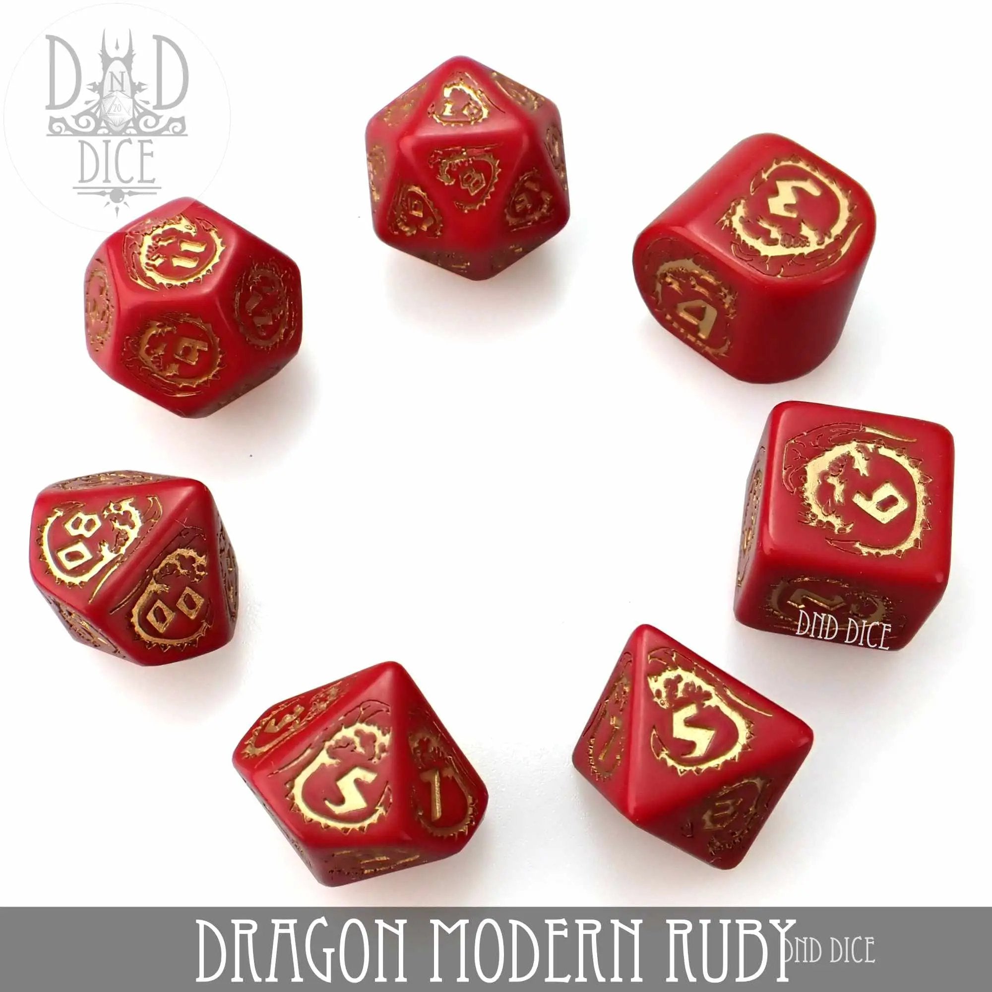 Dragon Modern Ruby Dice Set by DNDDICE.COM