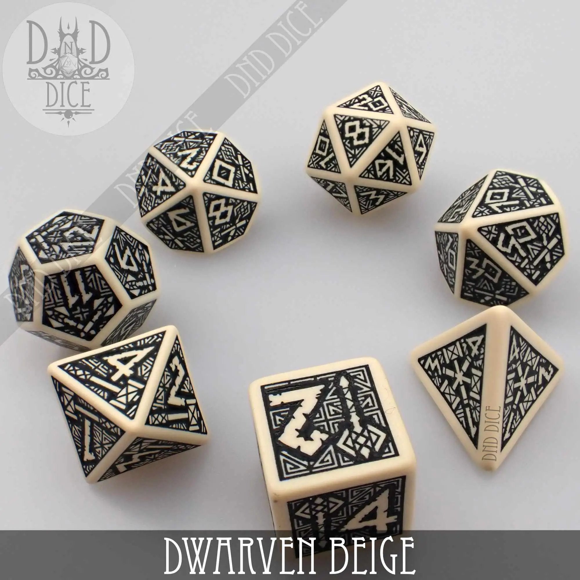 Dwarven Beige Dice Set by DNDDICE.COM