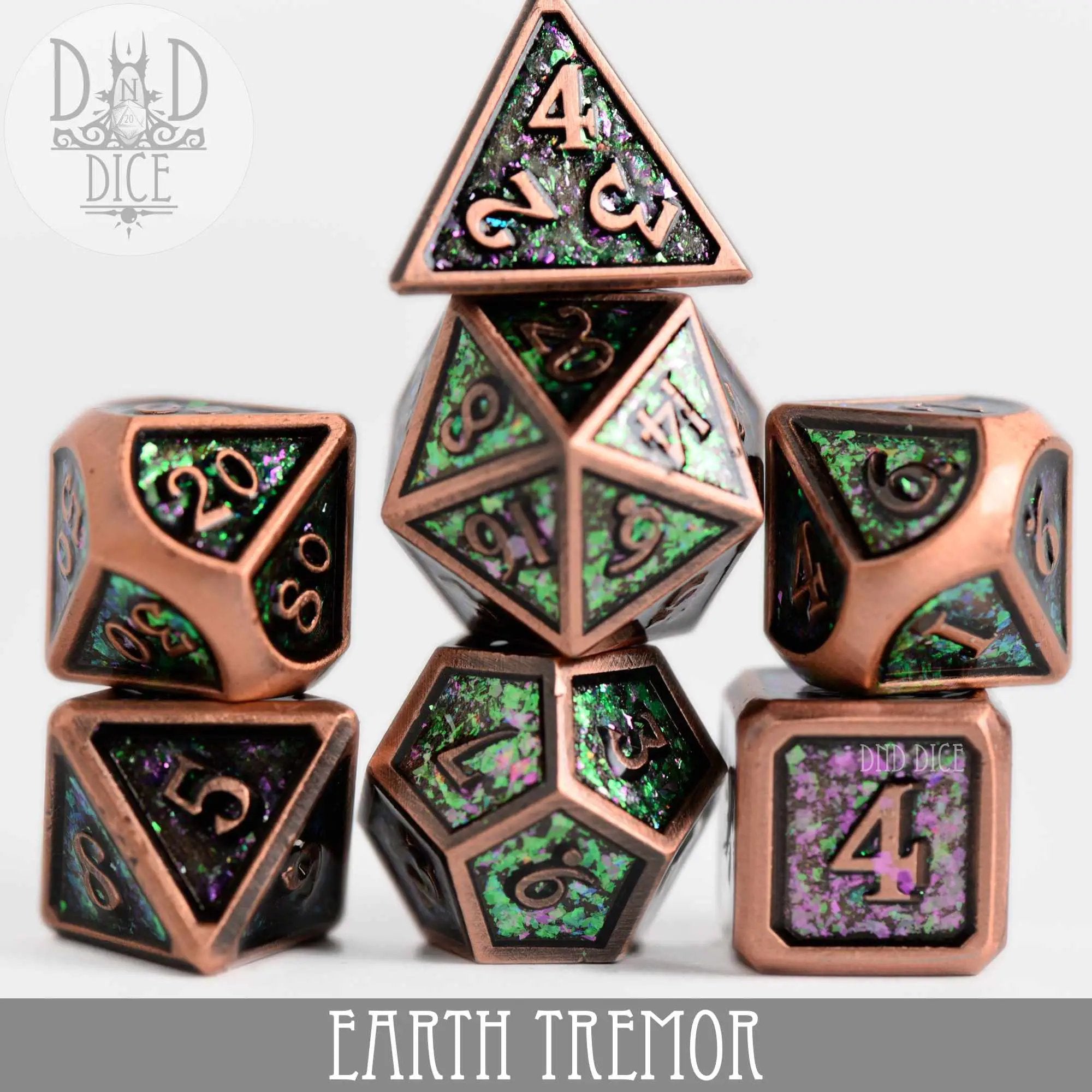 Earth Tremor Metal Dice Set by DNDDICE.COM