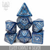 Elven Cobalt & Silver Dice Set by DNDDICE.COM