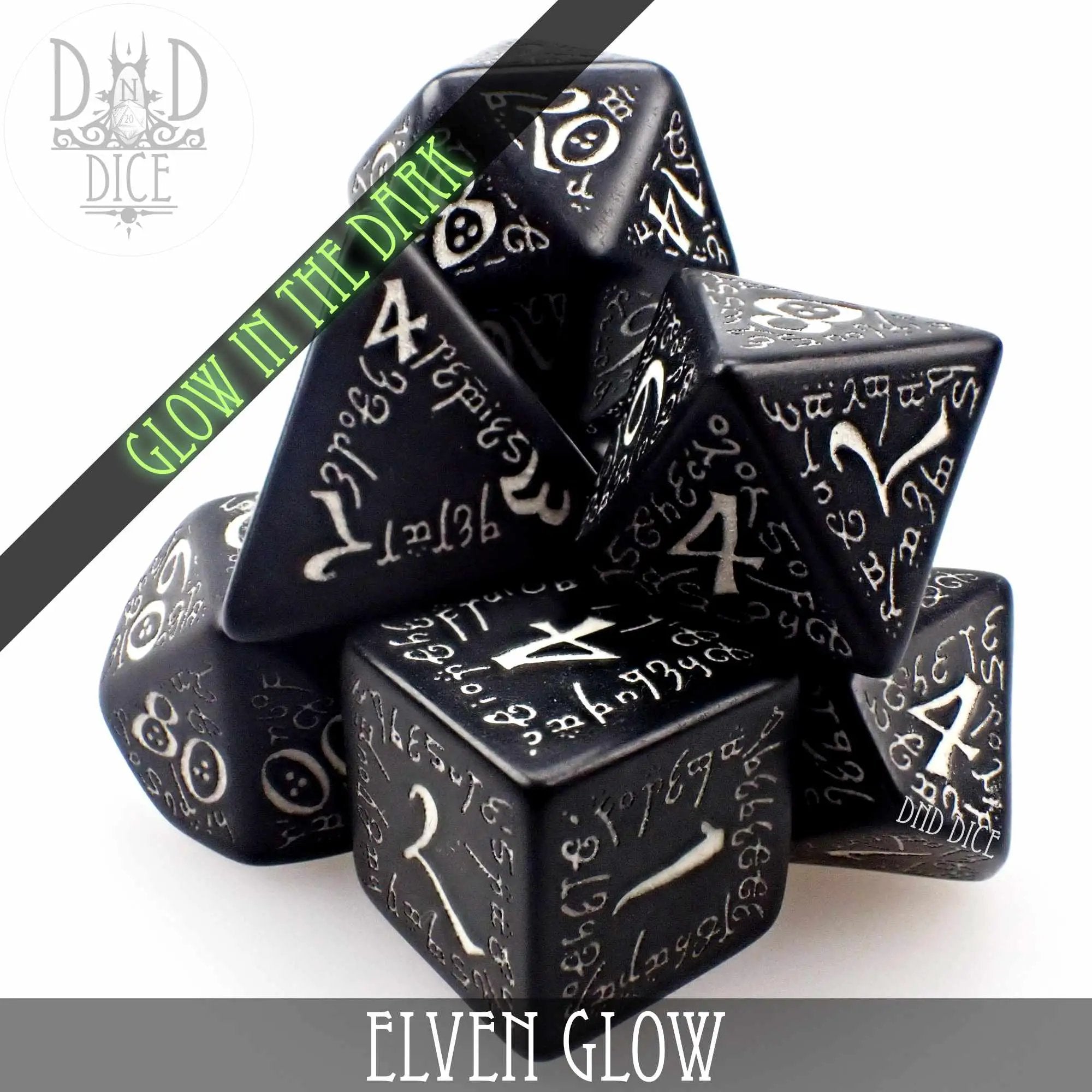 Elven Glow in the Dark Dice Set by DNDDICE.COM