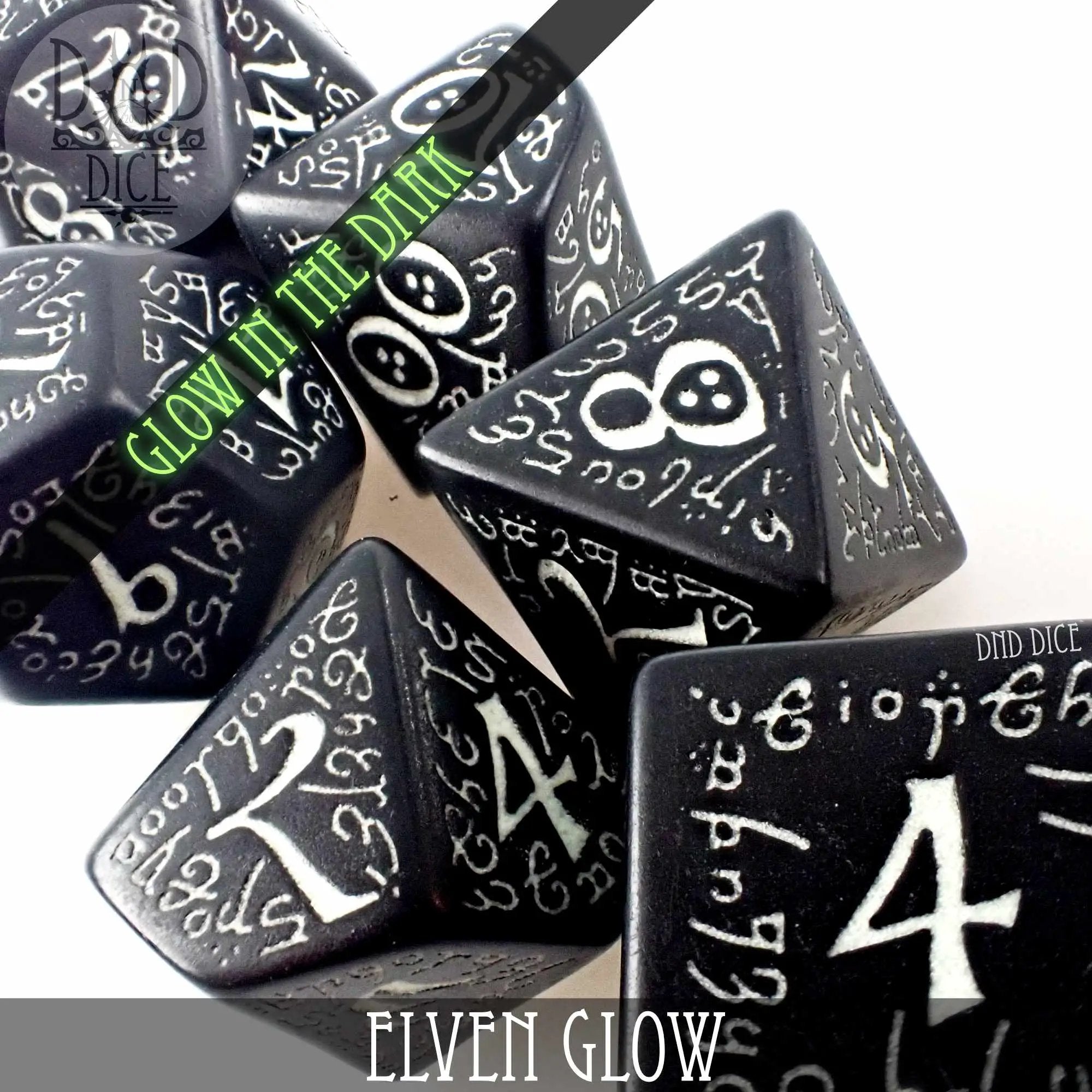 Elven Glow in the Dark Dice Set by DNDDICE.COM