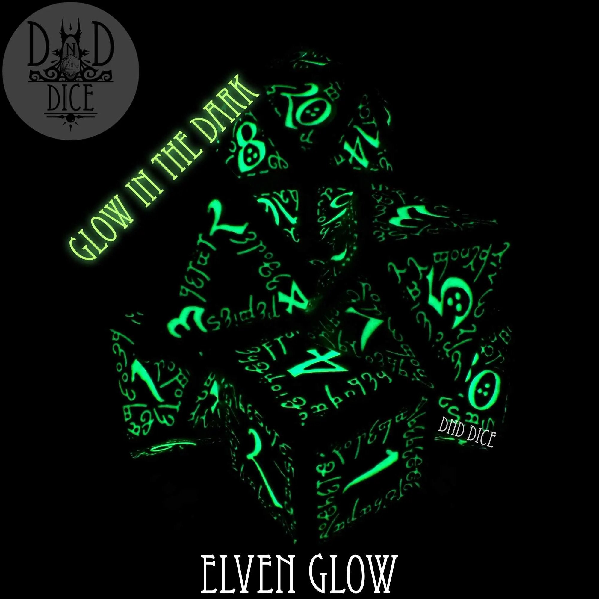 Elven Glow in the Dark Dice Set by DNDDICE.COM