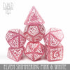 Elven Shimmering Pink & White Dice Set by DNDDICE.COM