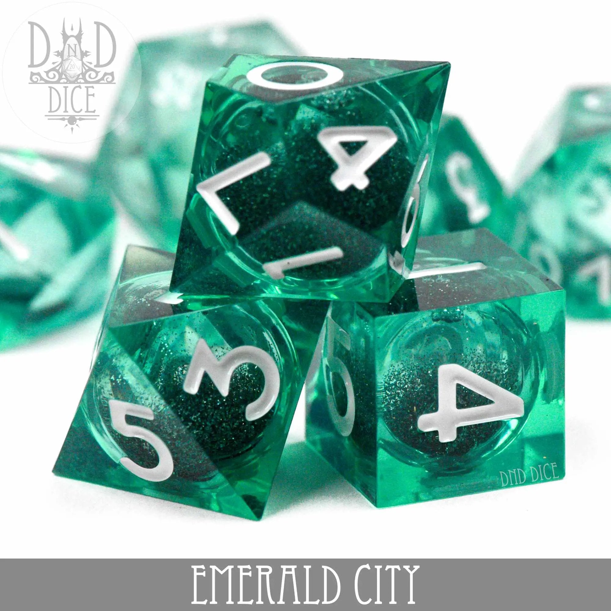 Emerald City Liquid Core Dice Set by DNDDICE.COM