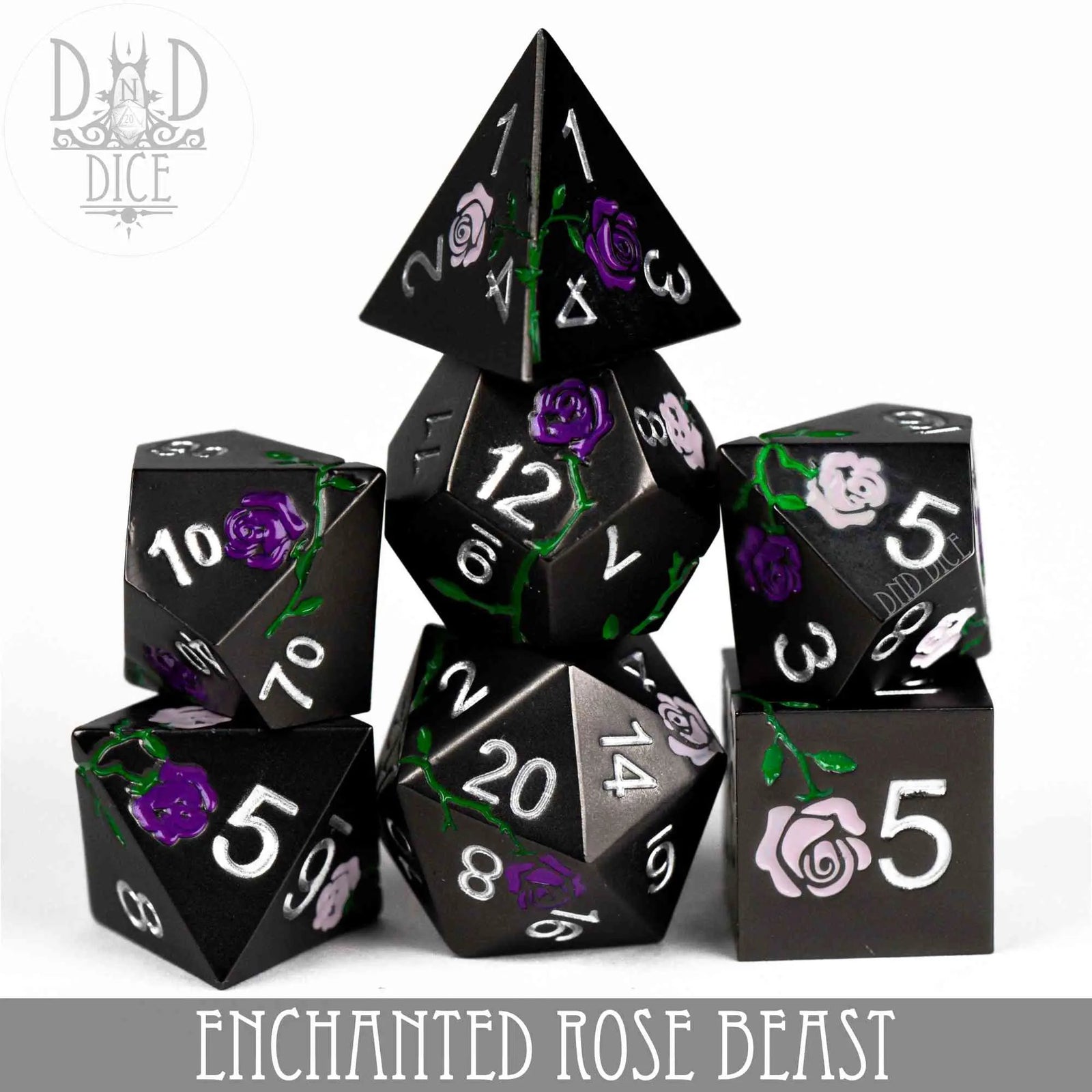Enchanted Rose: Beast - Metal Dice Set by DNDDICE.COM