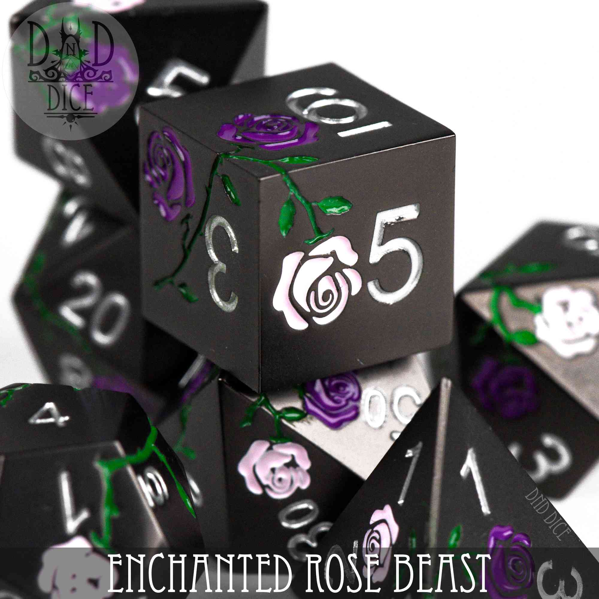 Enchanted Rose: Beast - Metal Dice Set by DNDDICE.COM