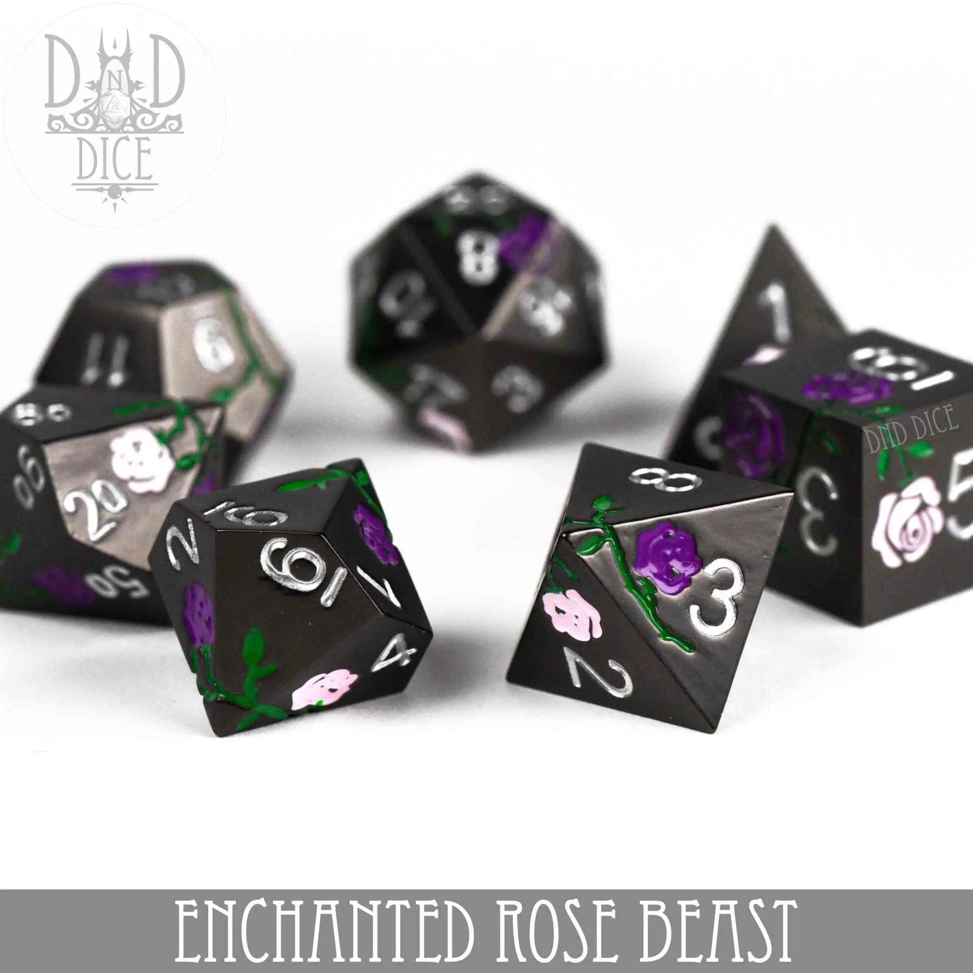 Enchanted Rose: Beast - Metal Dice Set by DNDDICE.COM