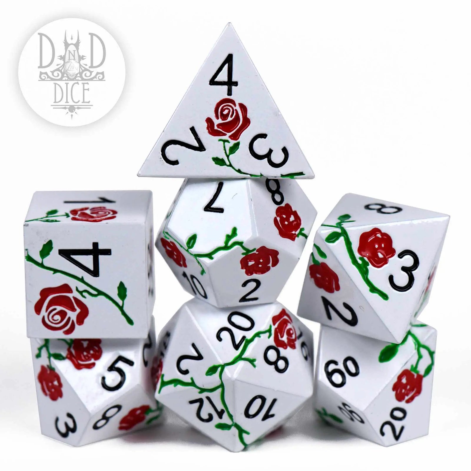 Enchanted Rose: Beauty - Metal Dice Set by DNDDICE.COM