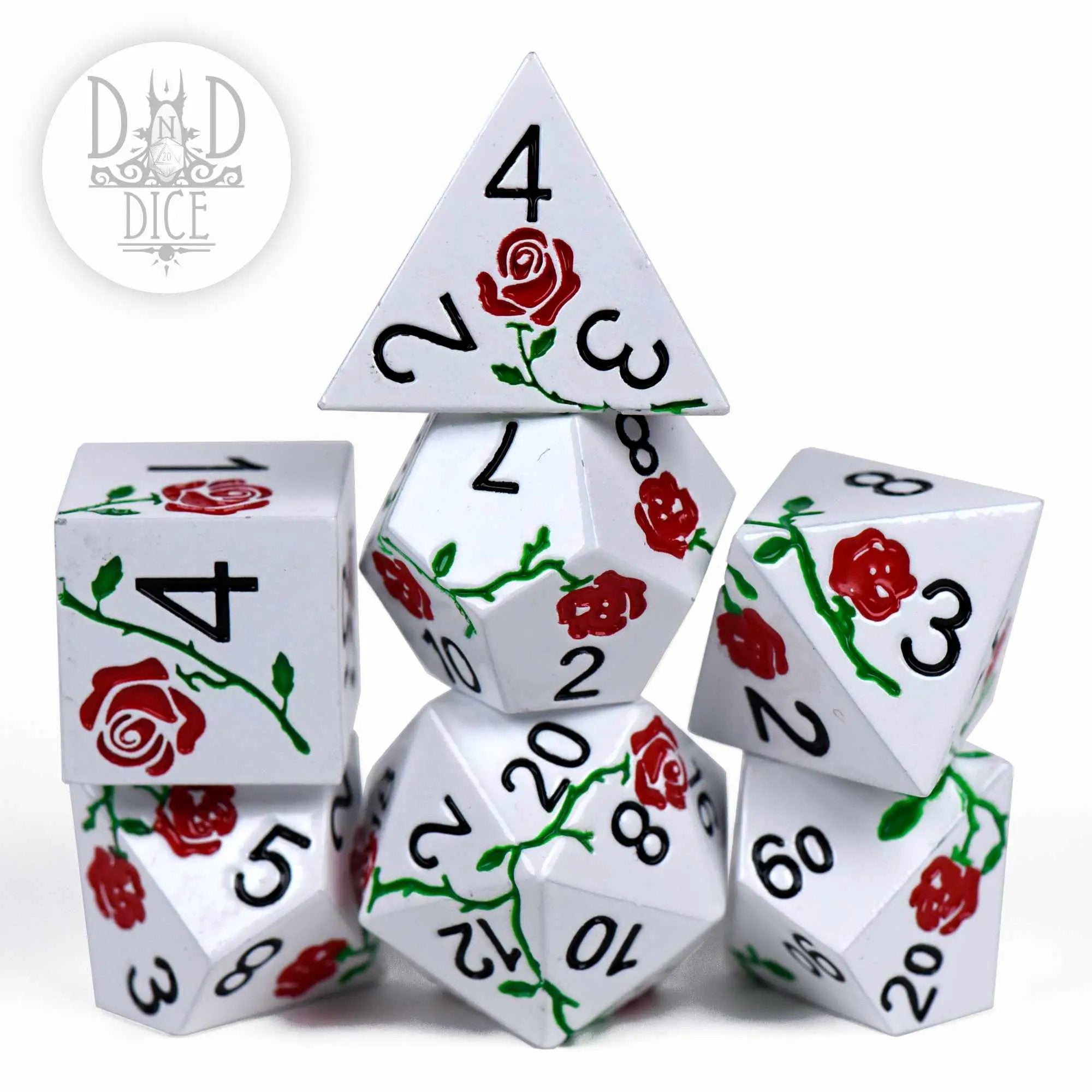 Enchanted Rose: Beauty - Metal Dice Set by DNDDICE.COM