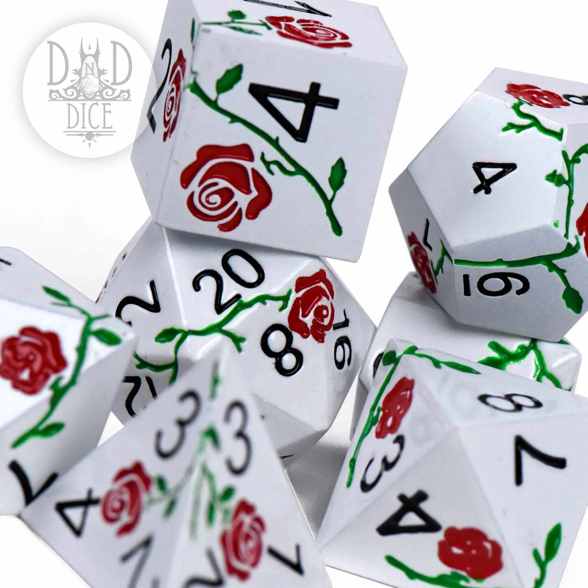 Enchanted Rose: Beauty - Metal Dice Set by DNDDICE.COM