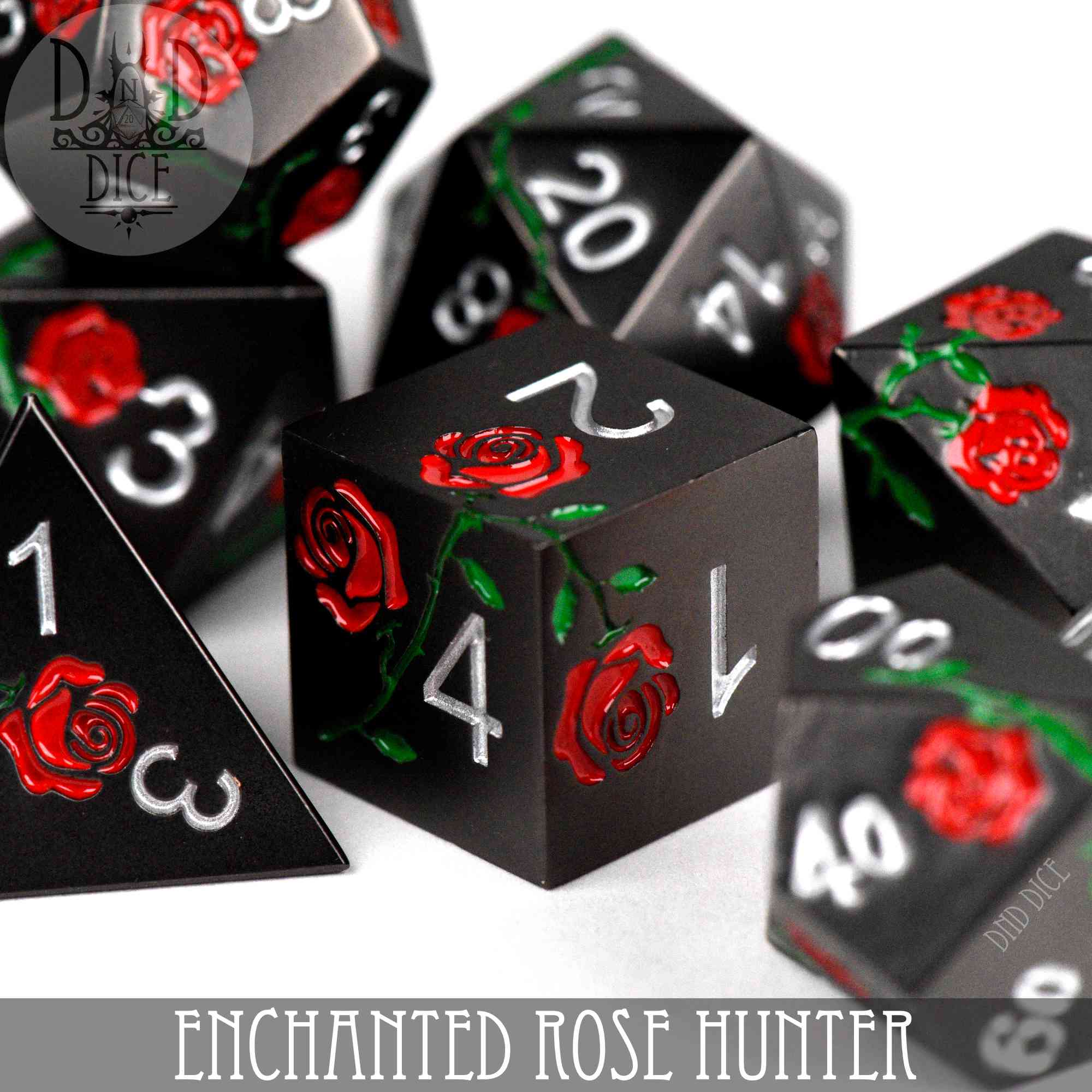 Enchanted Rose: Hunter - Metal Dice Set by DNDDICE.COM