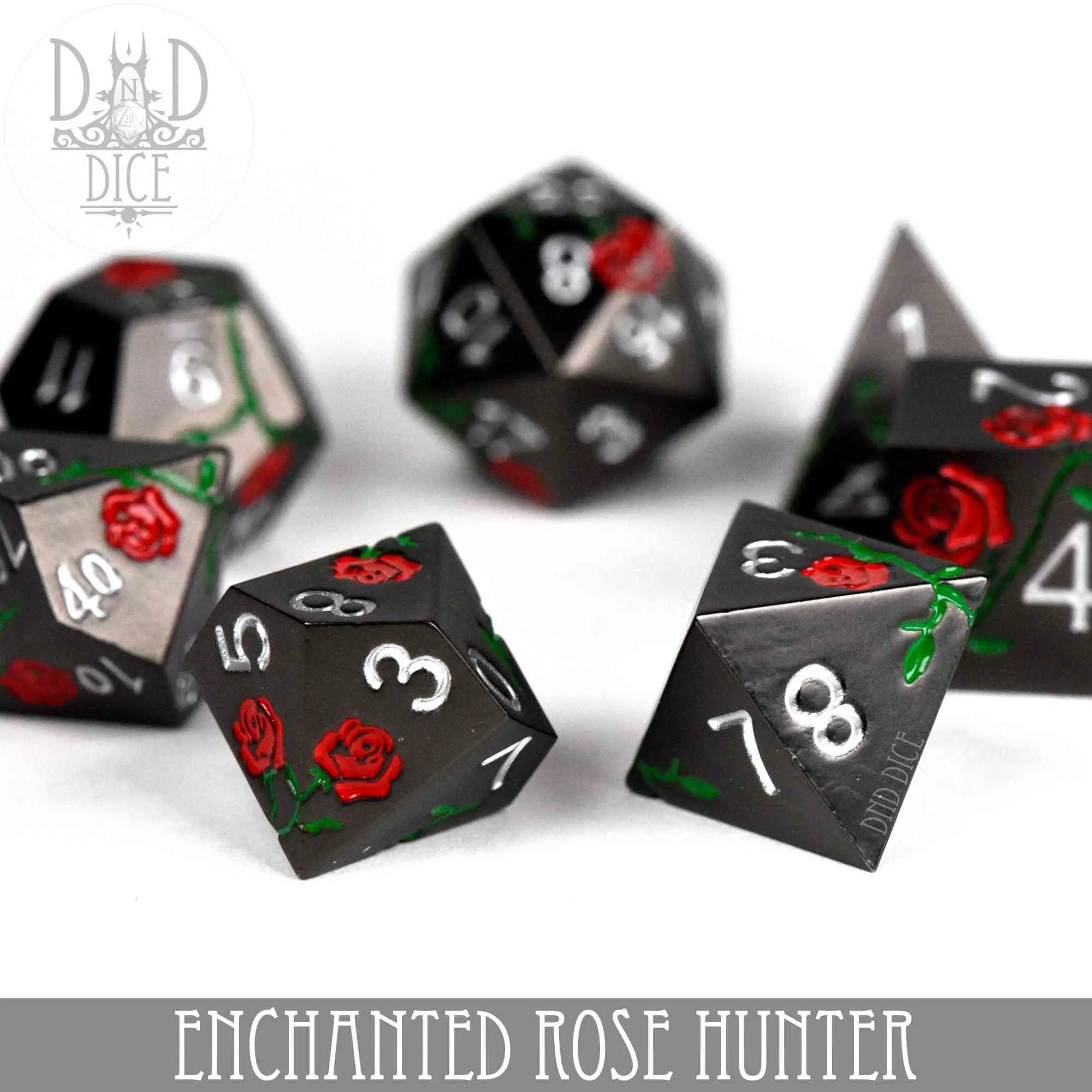 Enchanted Rose: Hunter - Metal Dice Set by DNDDICE.COM