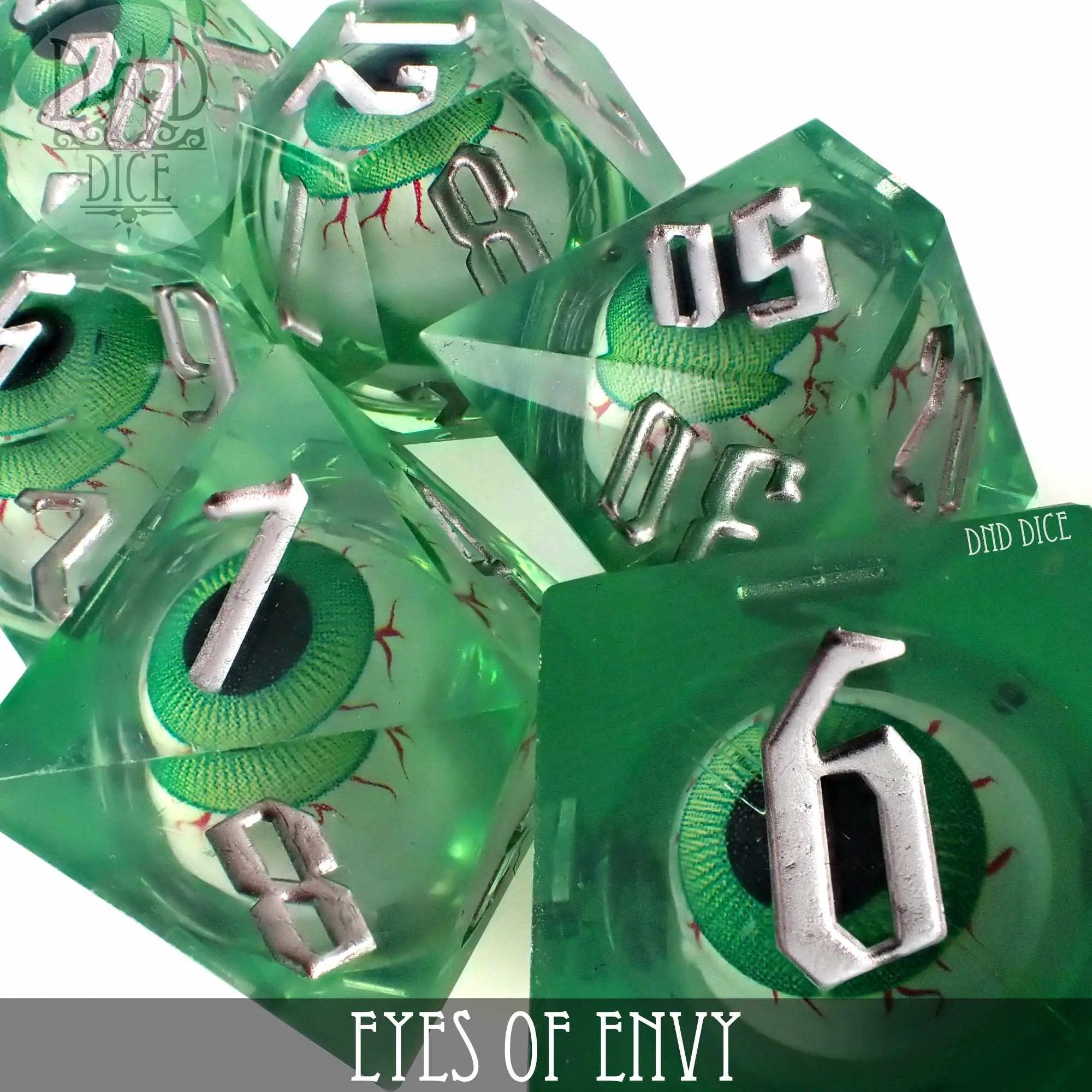 Eyes of Envy Liquid Core Dice Set by DNDDICE.COM