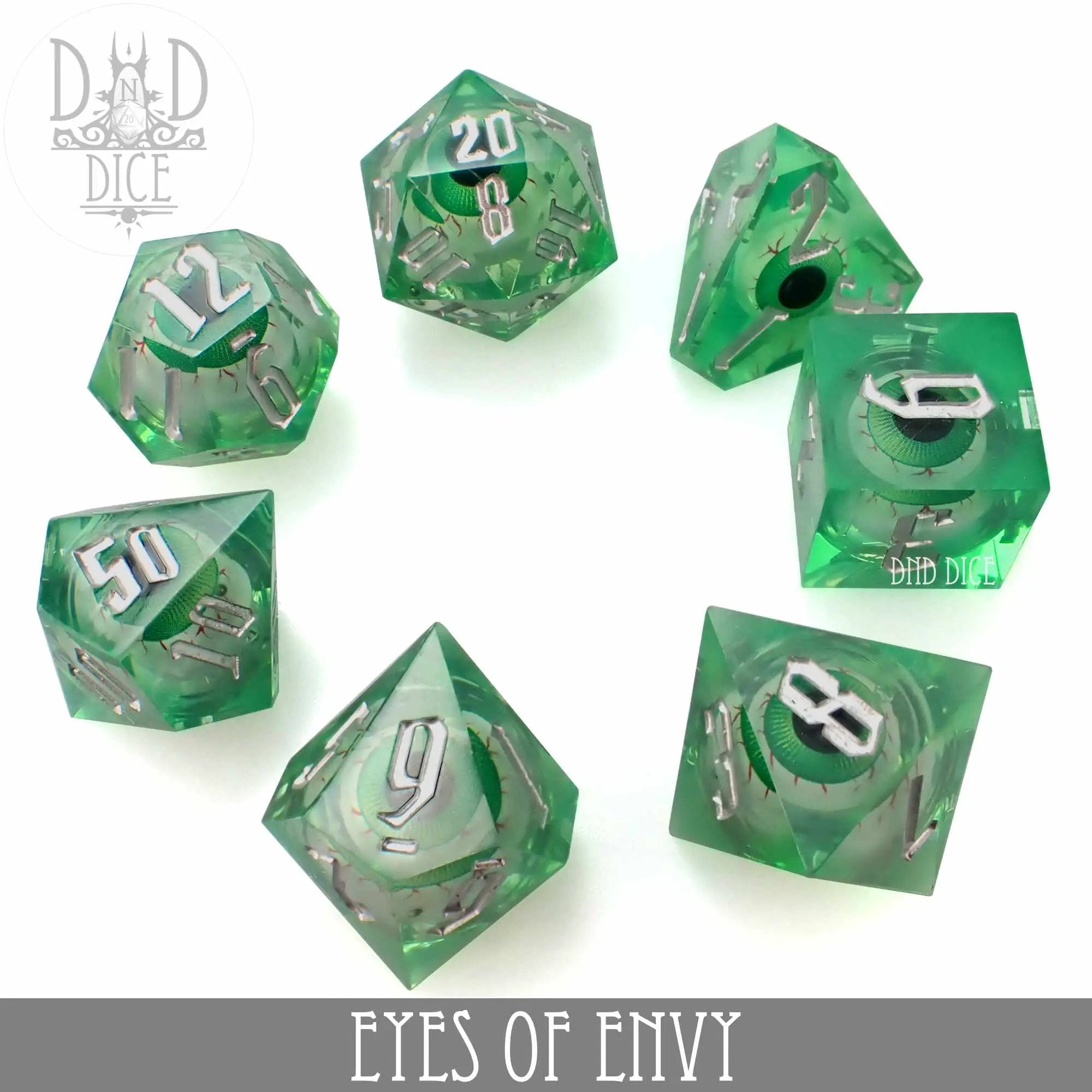 Eyes of Envy Liquid Core Dice Set by DNDDICE.COM
