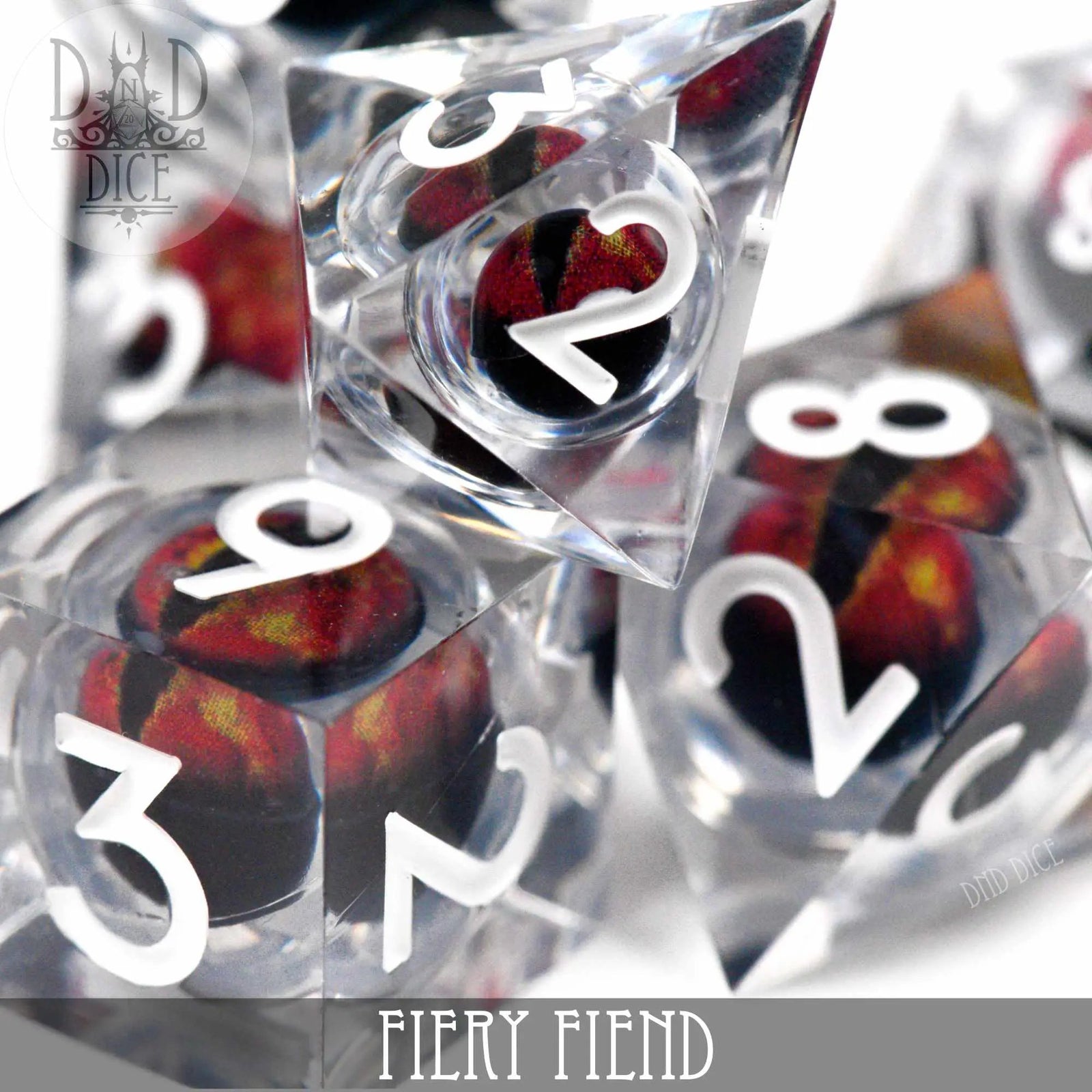 Fiery Fiend Liquid Core Dice Set by DNDDICE.COM