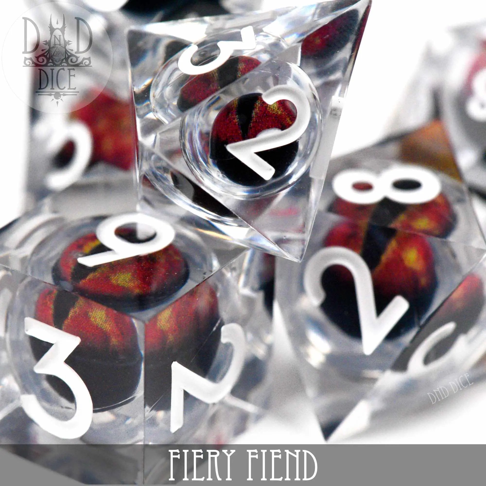 Fiery Fiend Liquid Core Dice Set by DNDDICE.COM